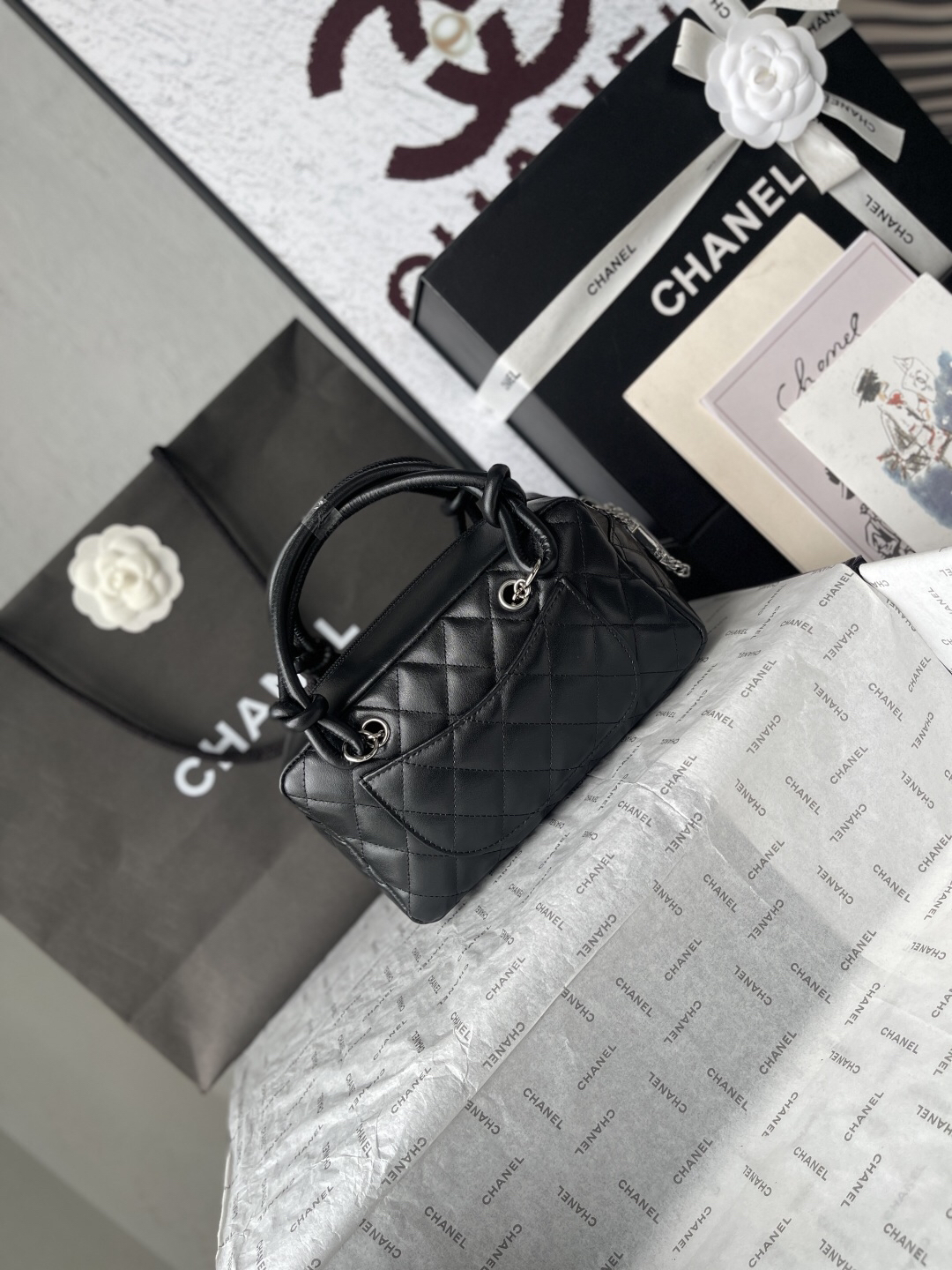 Chanel Black and White Panda Bowling Bag - Image 4