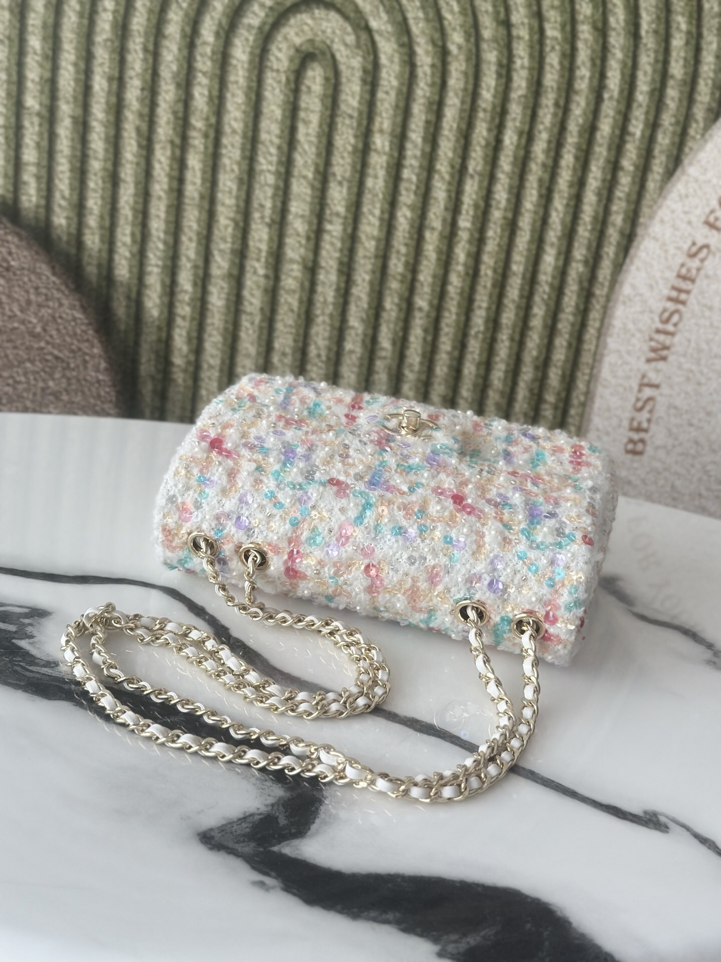 Chanel 26C Multicolor Tube Bead Sequin CF Crossbody Bag - Image 4