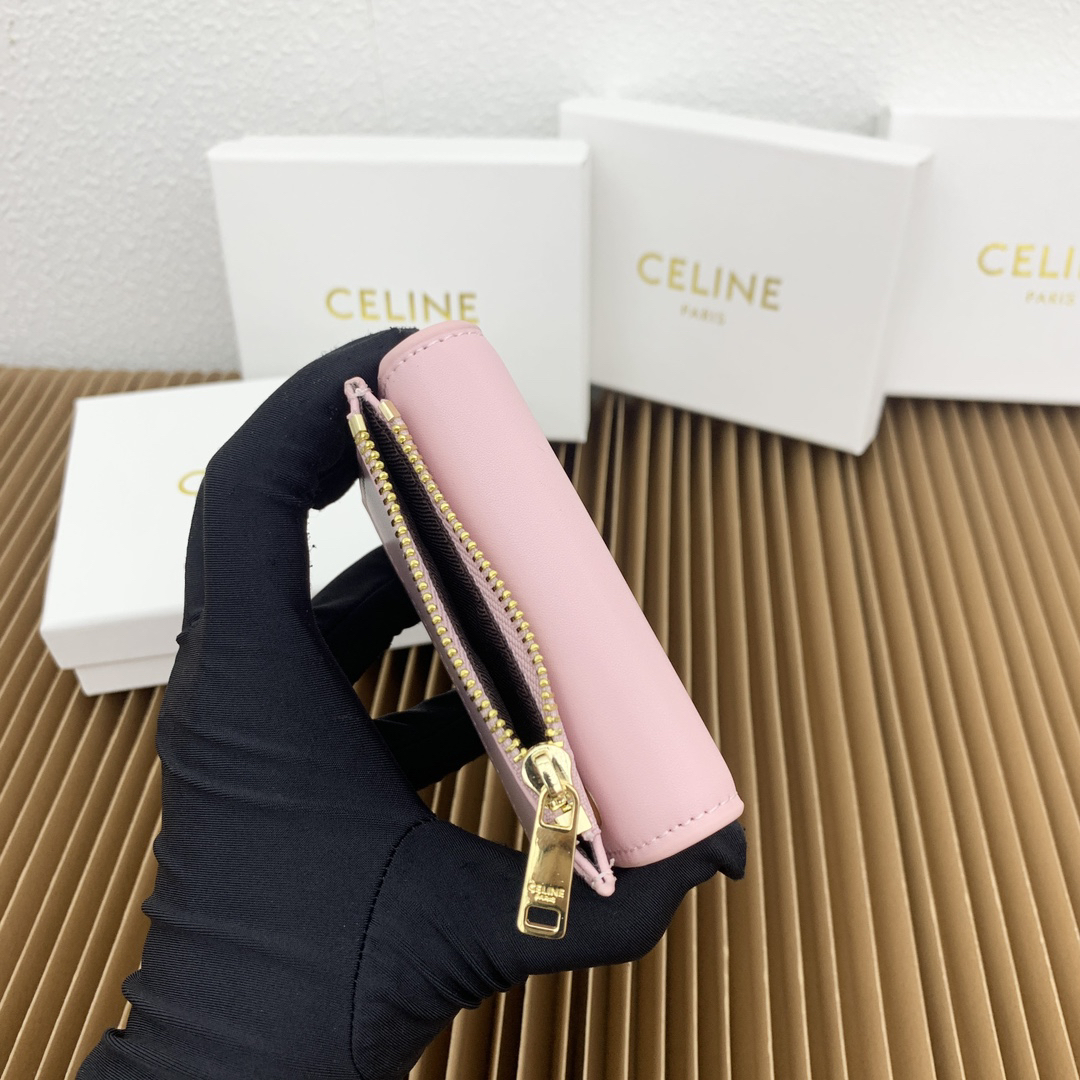 Celine Triomphe Small Glossy Calfskin Wallet with Coin Pocket - Image 4