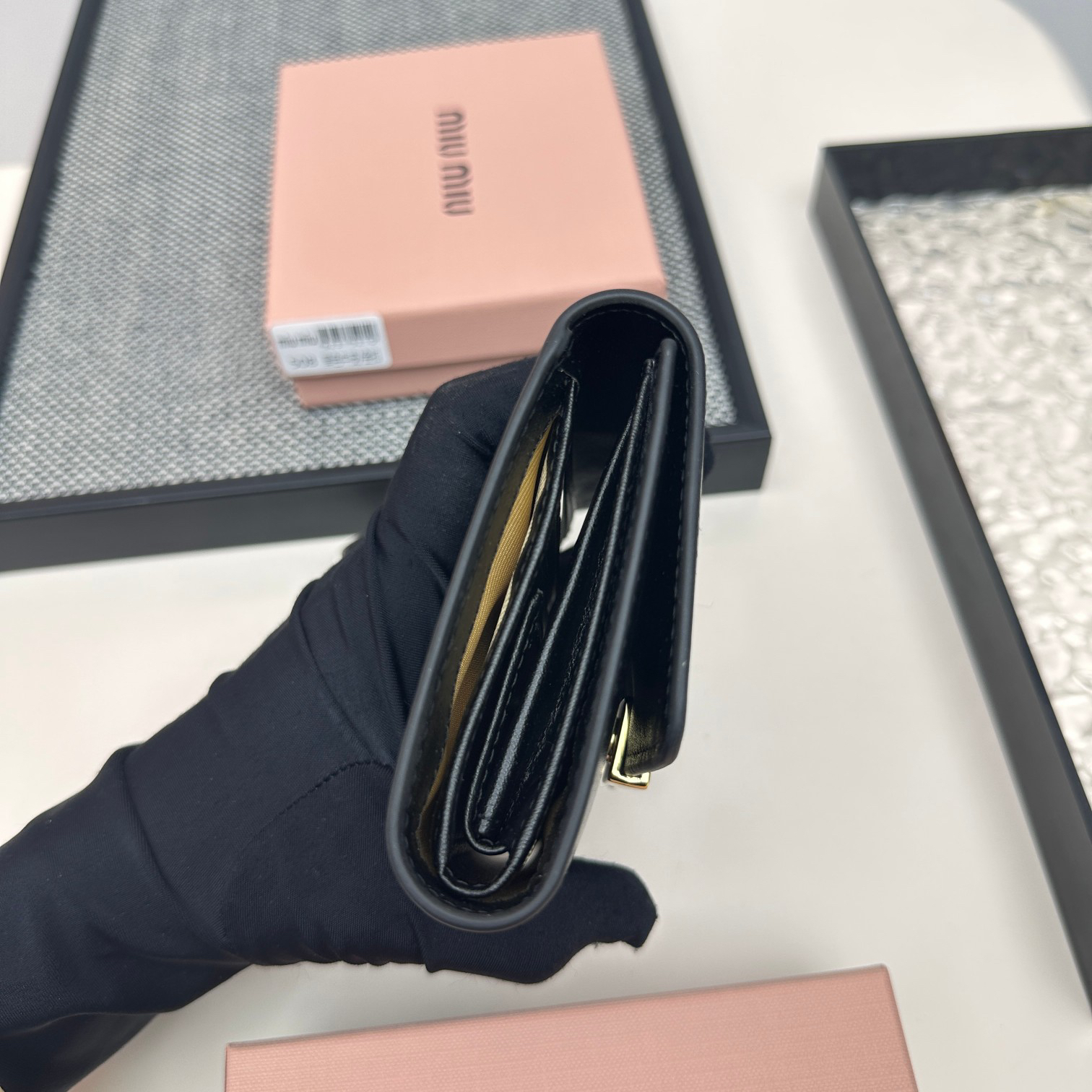 Miu Miu Lambskin Trifold Wallet and Card Holder - Image 4