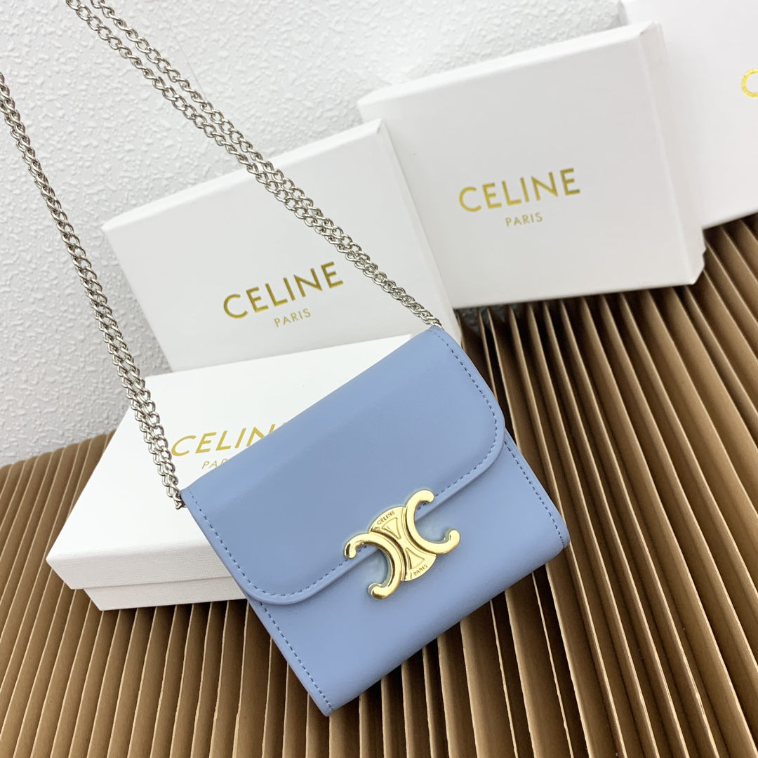 CELINE Small Triomphe Lambskin Flap Wallet - Image 4