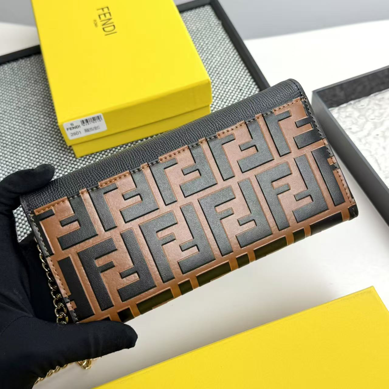 Fendi FF Diamonds Calfskin Crossbody Wallet - Image 4