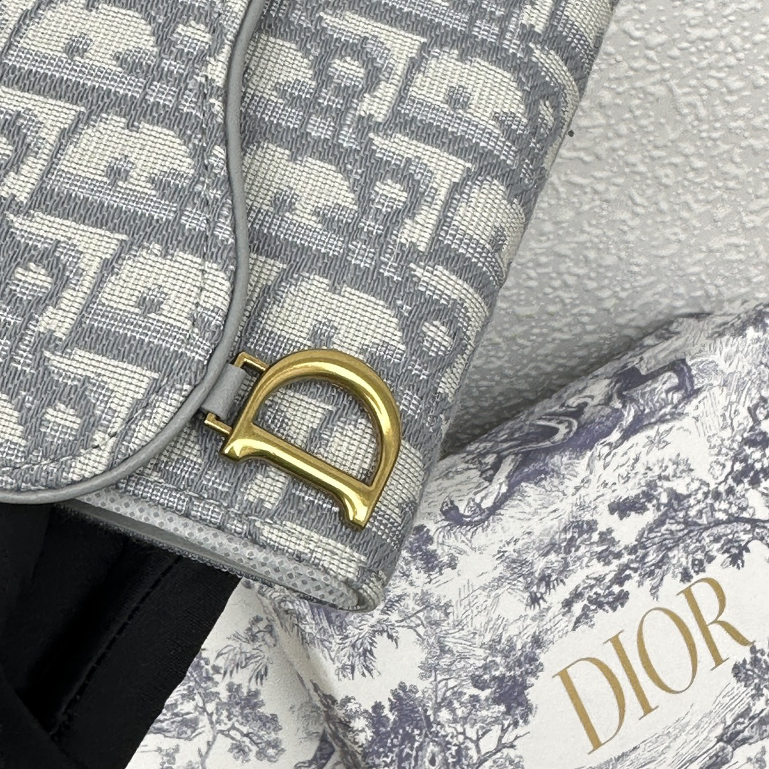 Dior Saddle Lotus Nymphea Wallet in Blue Dior Oblique - Image 4