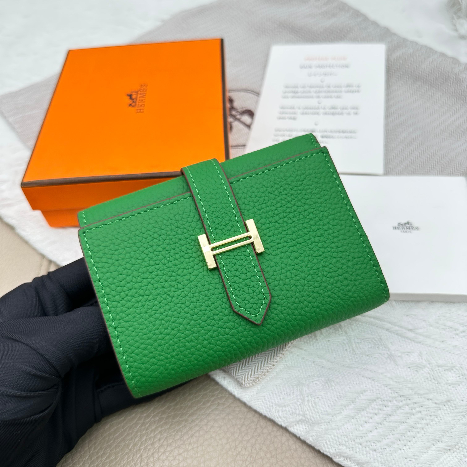 Hermès Togo Leather Tri-Fold Wallet - Image 4