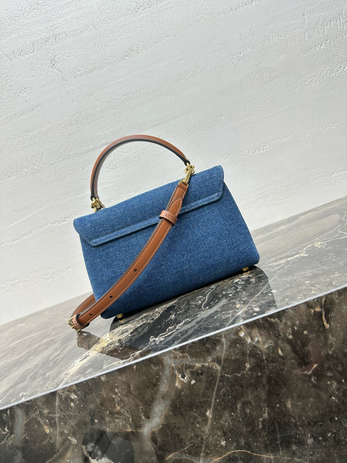 TEEN NINO Denim and Leather Handbag with All-Metal Hardware - Image 4
