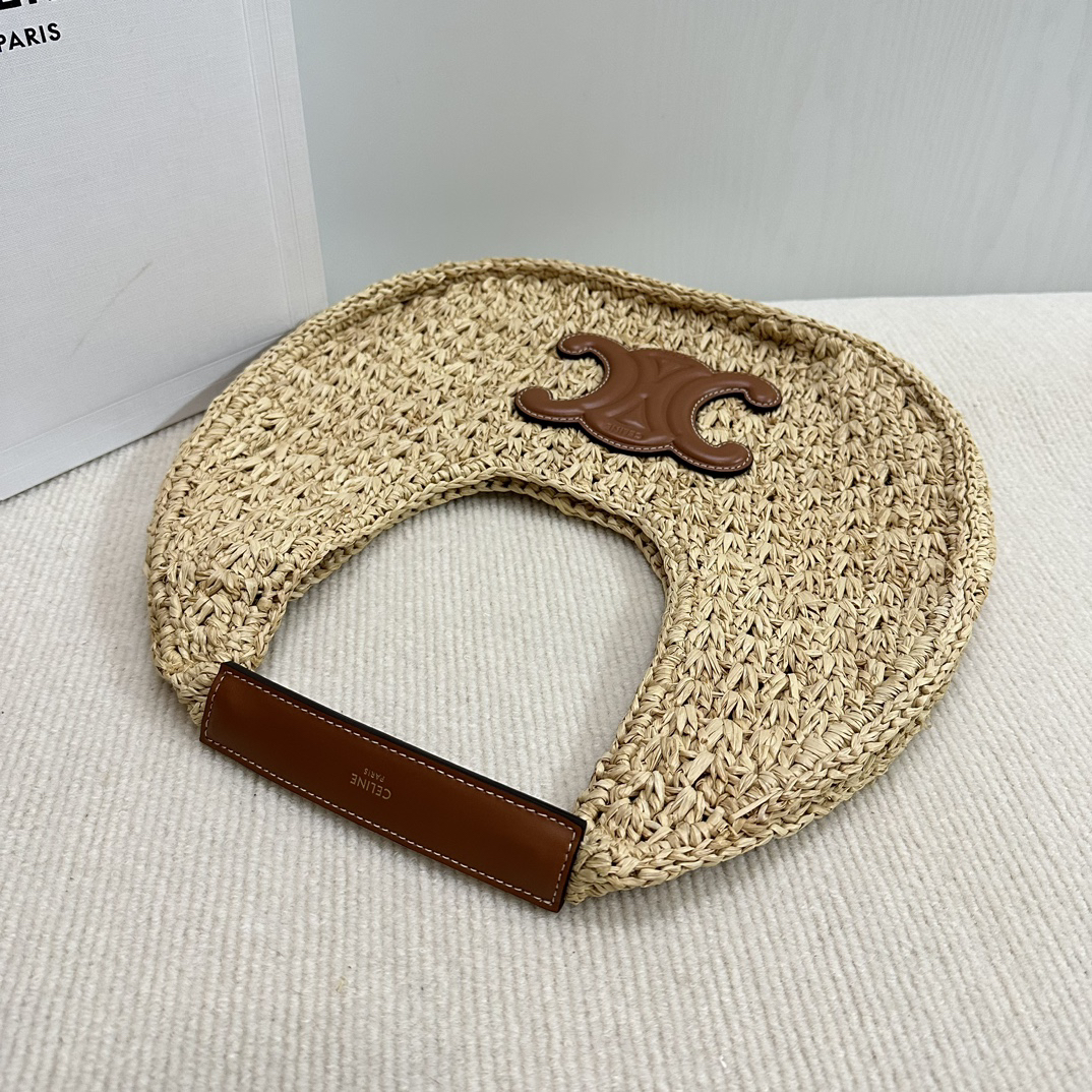 Celine Classic Nier Handwoven Plant Fiber and Leather Hobo Bag - Image 5