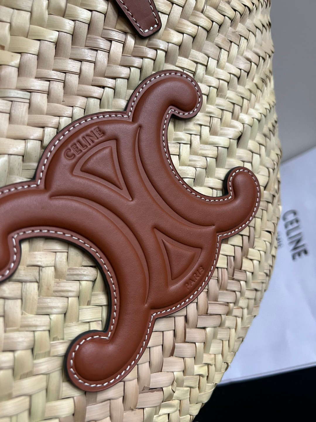 Celine Triomphe Raffia Basket Tote Bag - Image 5