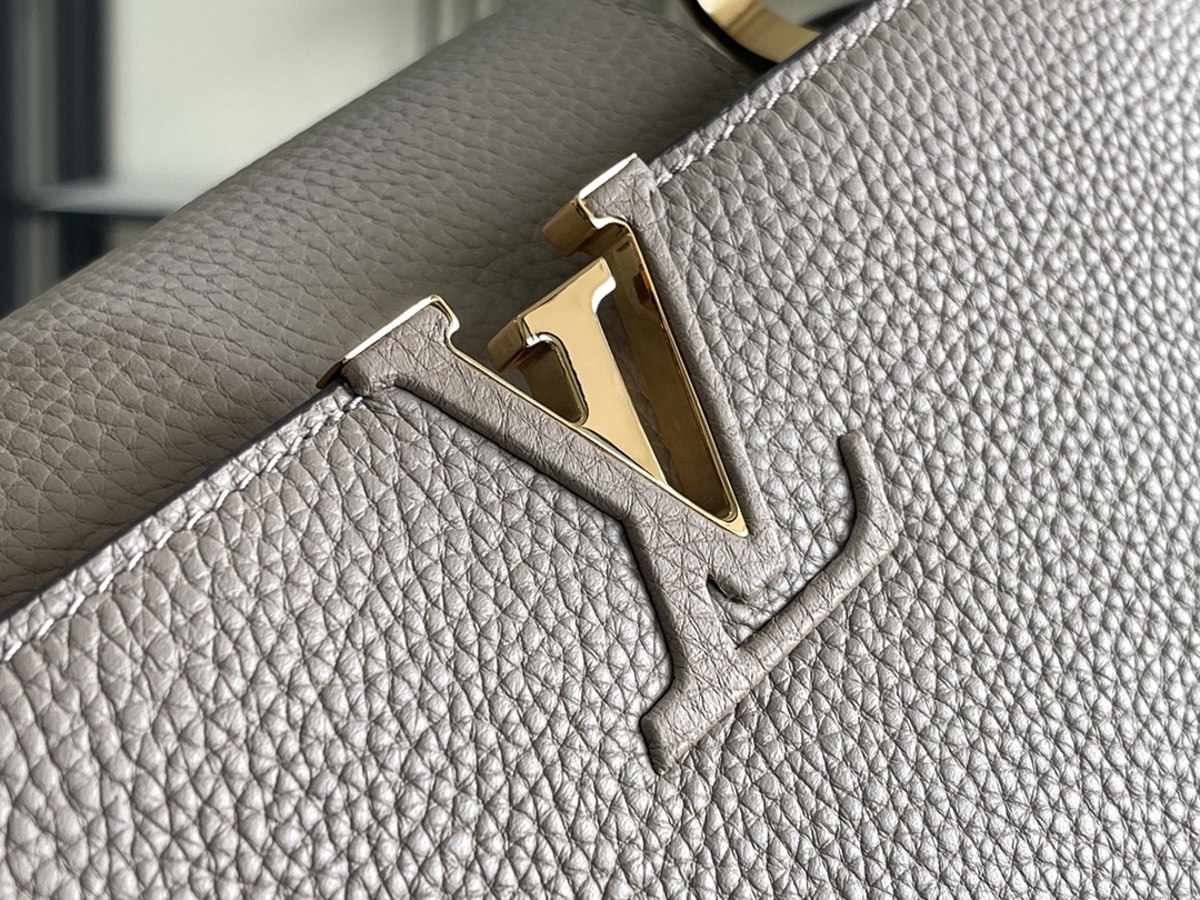Louis Vuitton Capucines Handbag in Elephant Grey Taurillon Leather with Python Trim - Image 5