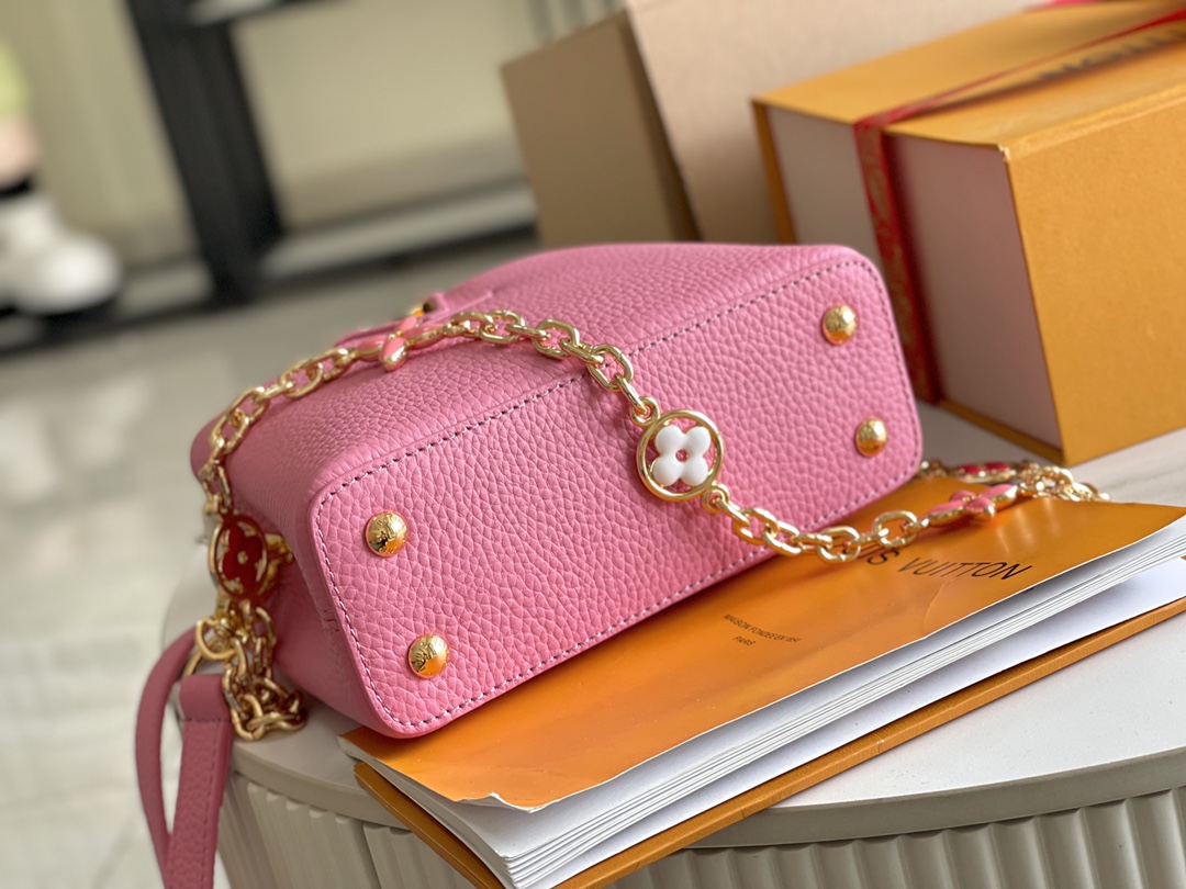 Louis Vuitton Capucines Mini Handbag – Pale Pink Floral Tri-Color - Image 5