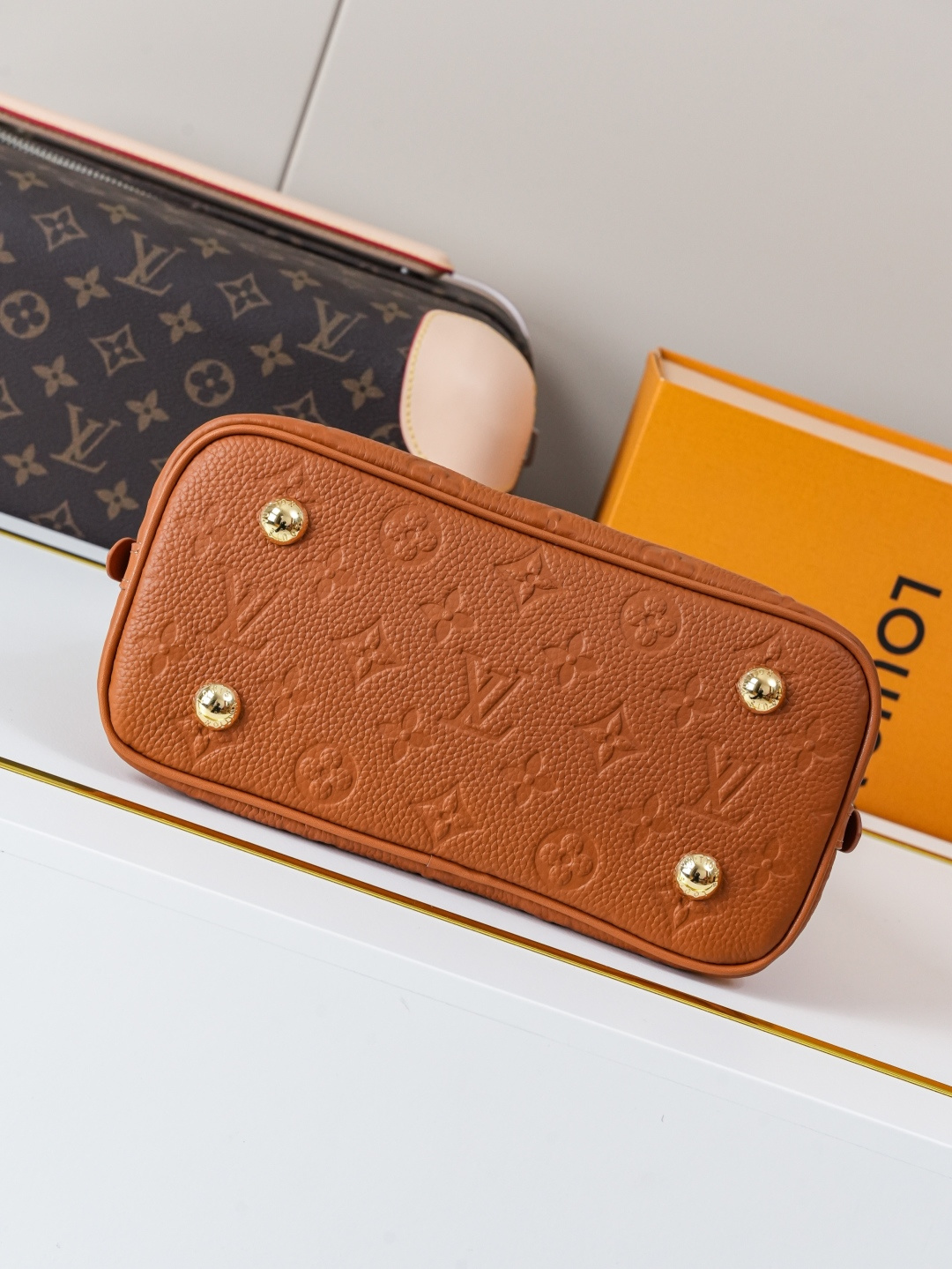 Louis Vuitton Alma BB Monogram Empreinte Leather Handbag Brown - Image 5