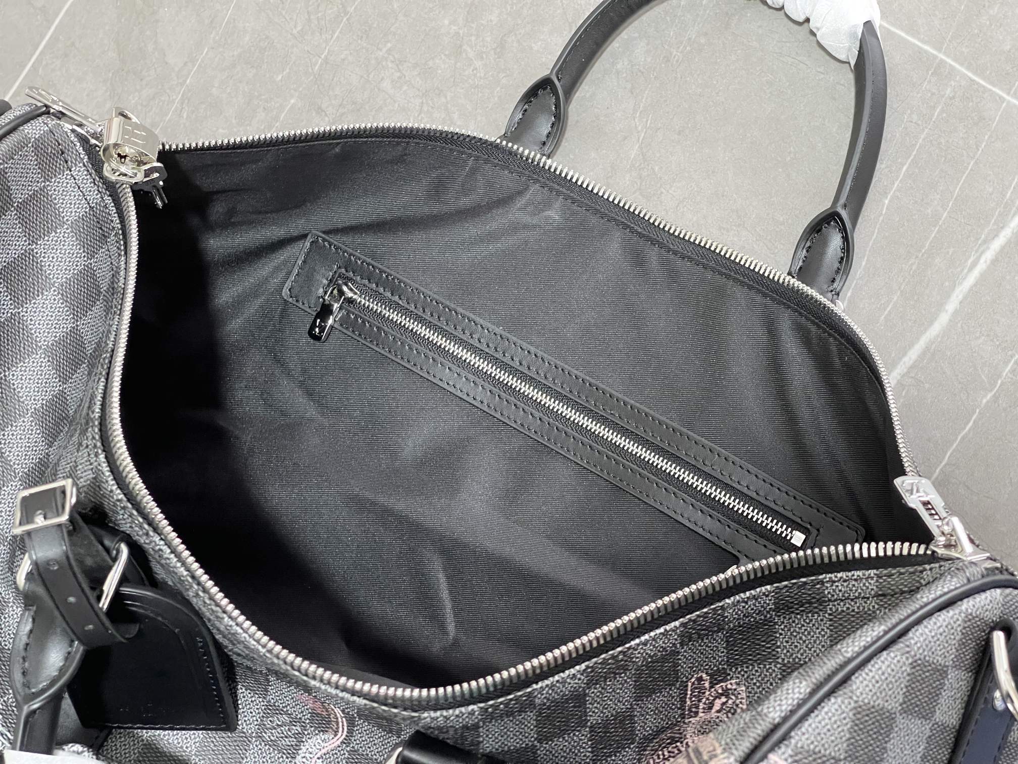 Louis Vuitton Keepall Travel Bag Damier Graphite Passport Stamp Print - Image 5