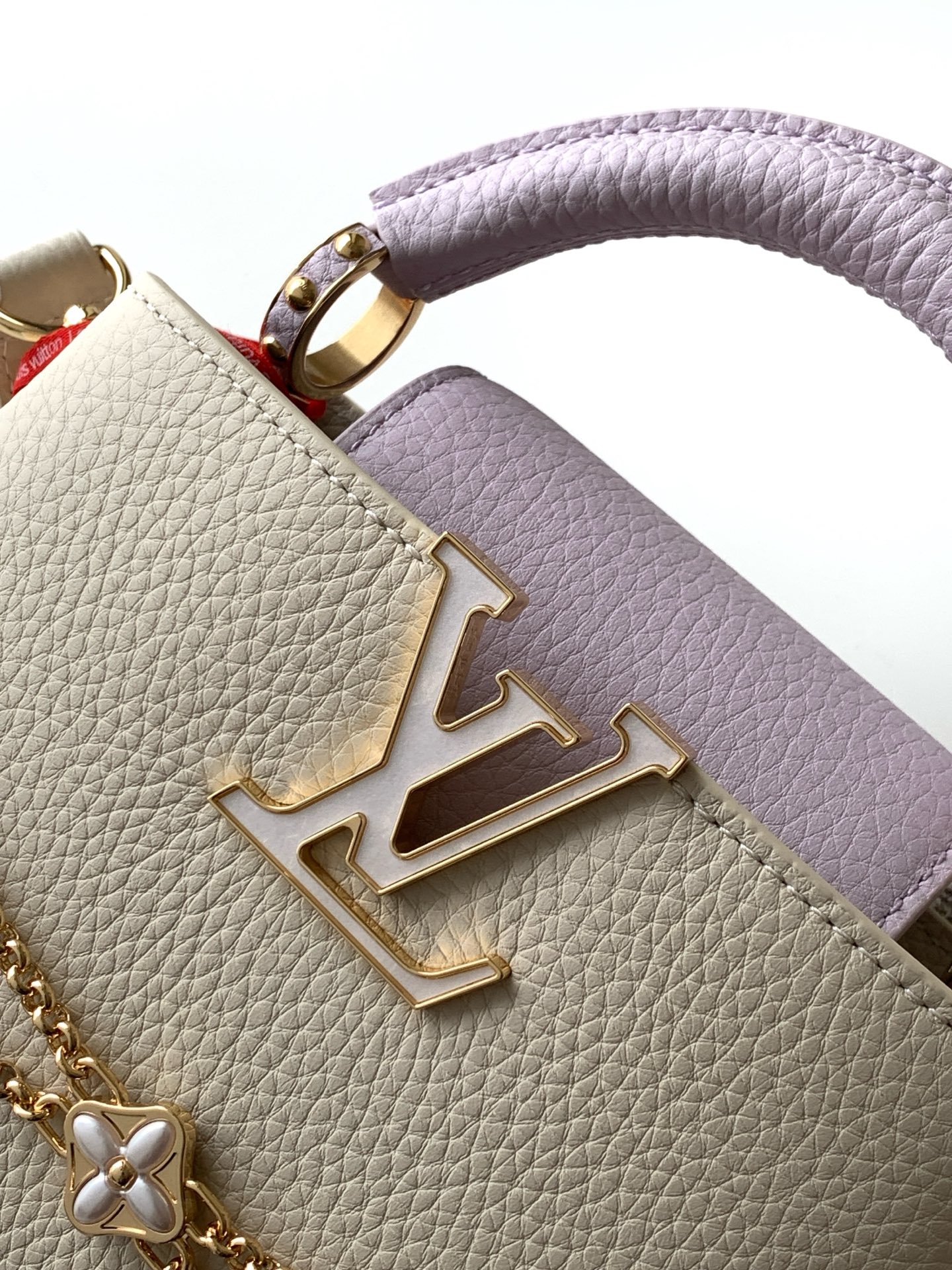 Louis Vuitton Capucines Mini Handbag in White and Purple - Image 5