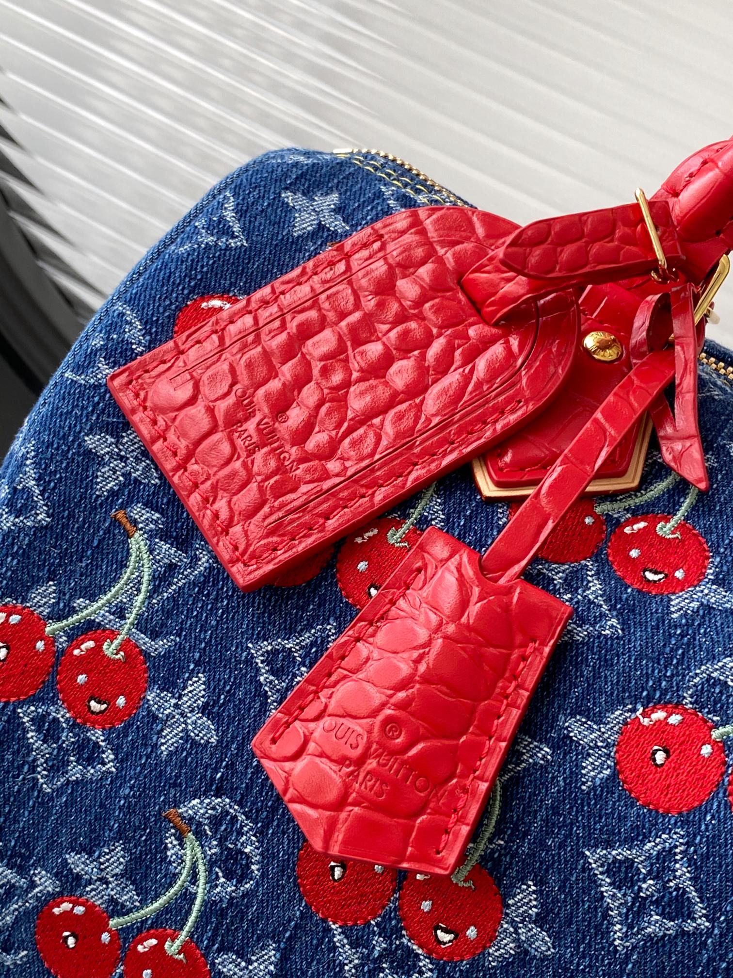 Louis Vuitton Speedy Soft 30 Cherry Monogram Denim Handbag - Image 5