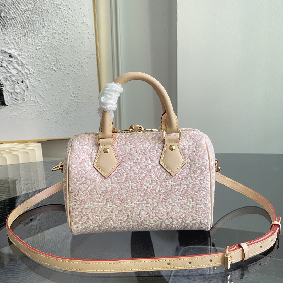 Louis Vuitton Speedy Bandoulière 20 Handbag in Pink Monogram Emblème Canvas - Image 5