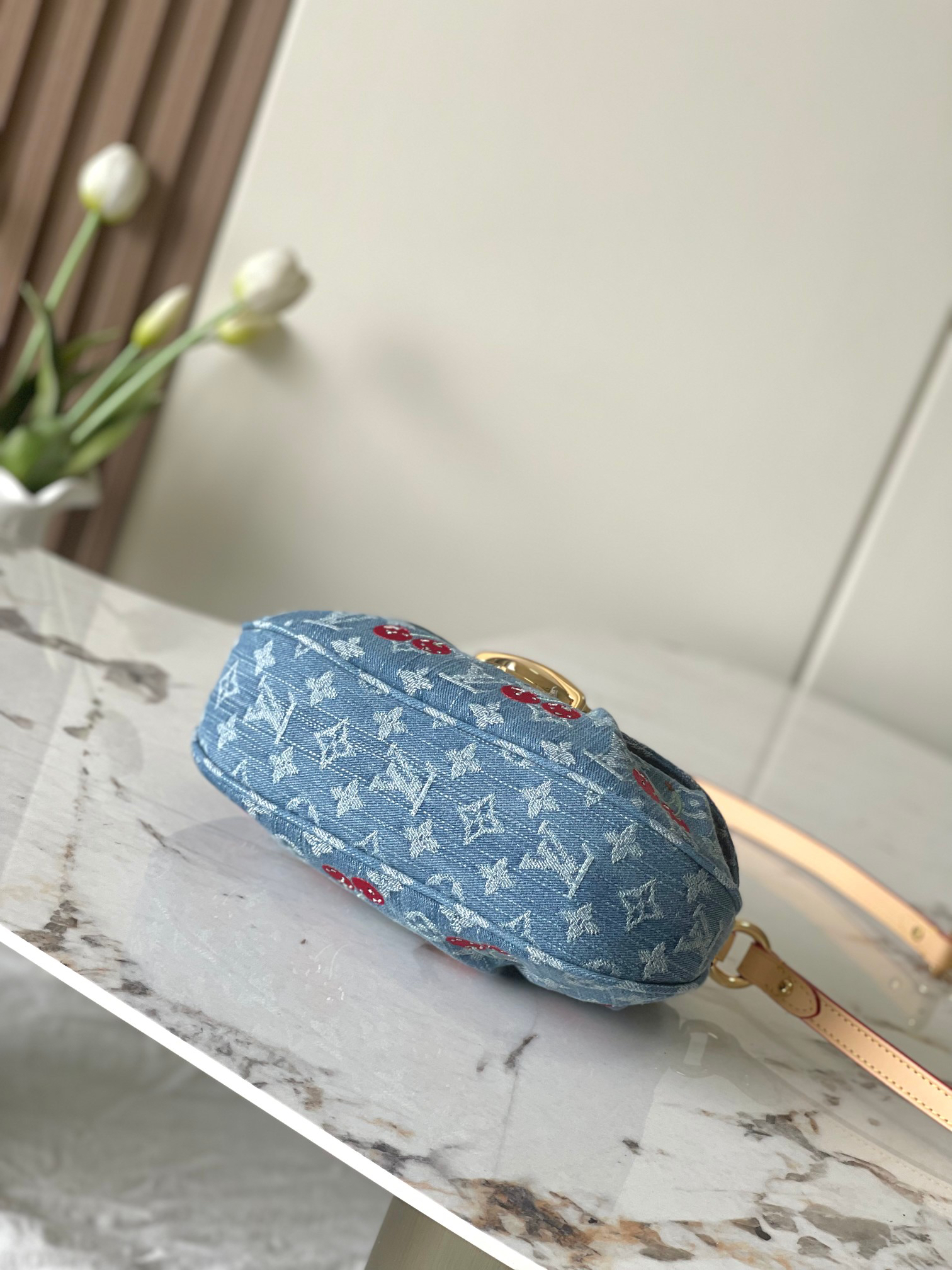 Louis Vuitton Sunset Crossbody Bag in Monogram Denim with Cherry Embroidery - Image 5