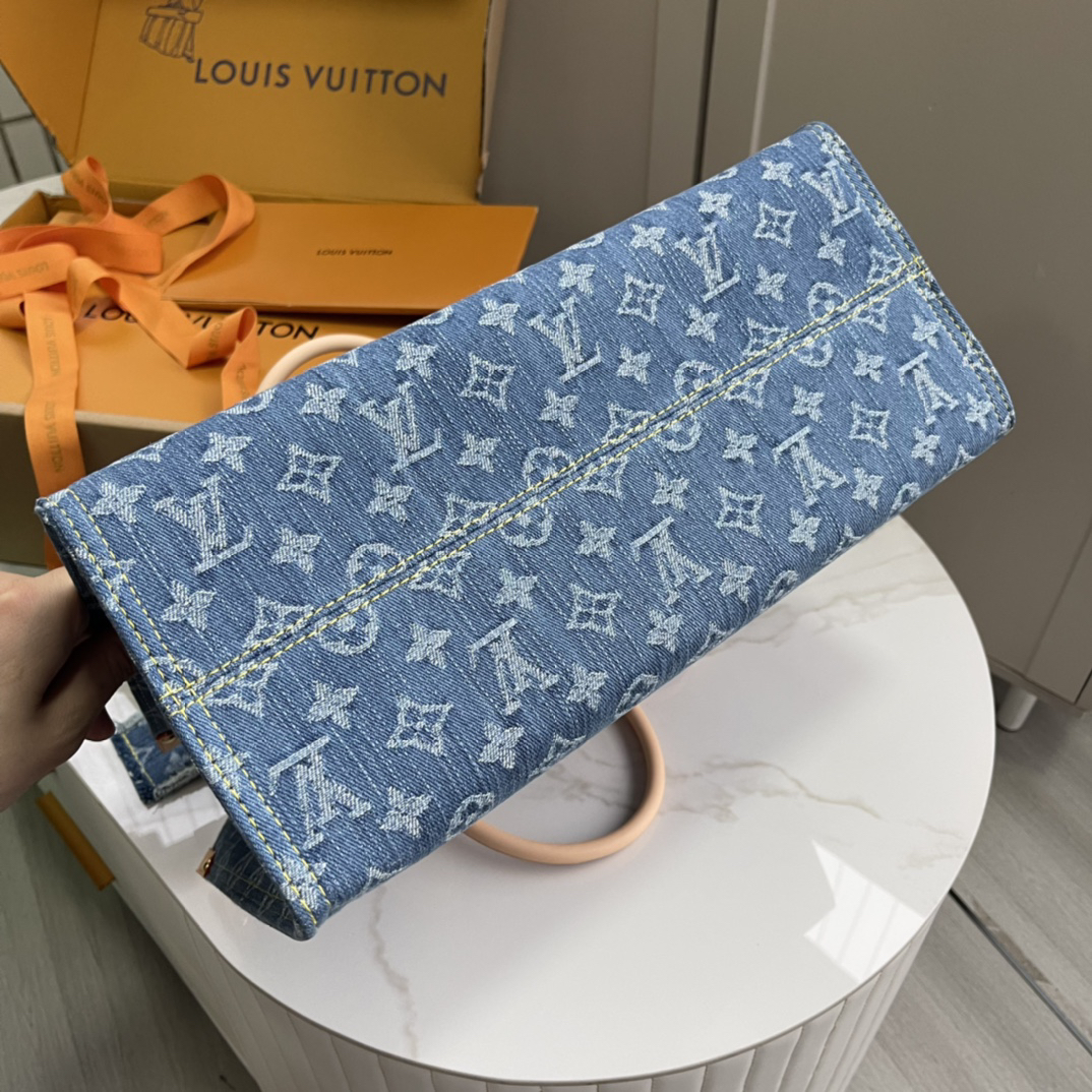 Louis Vuitton Onthego MM Monogram Denim Tote Bag - Image 5