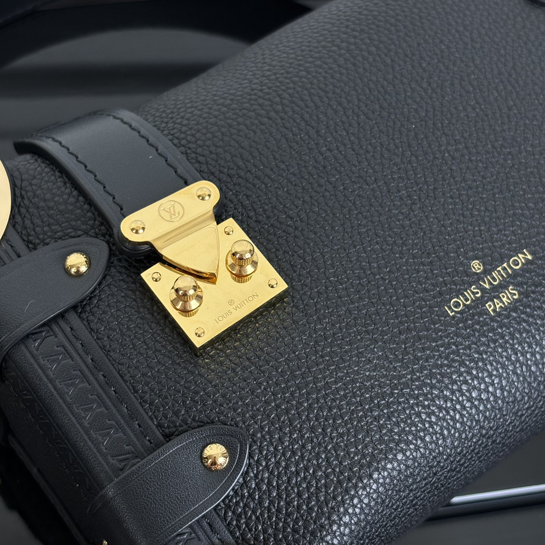 Side Trunk Small Handbag in Black with Gold Hardware - Image 5