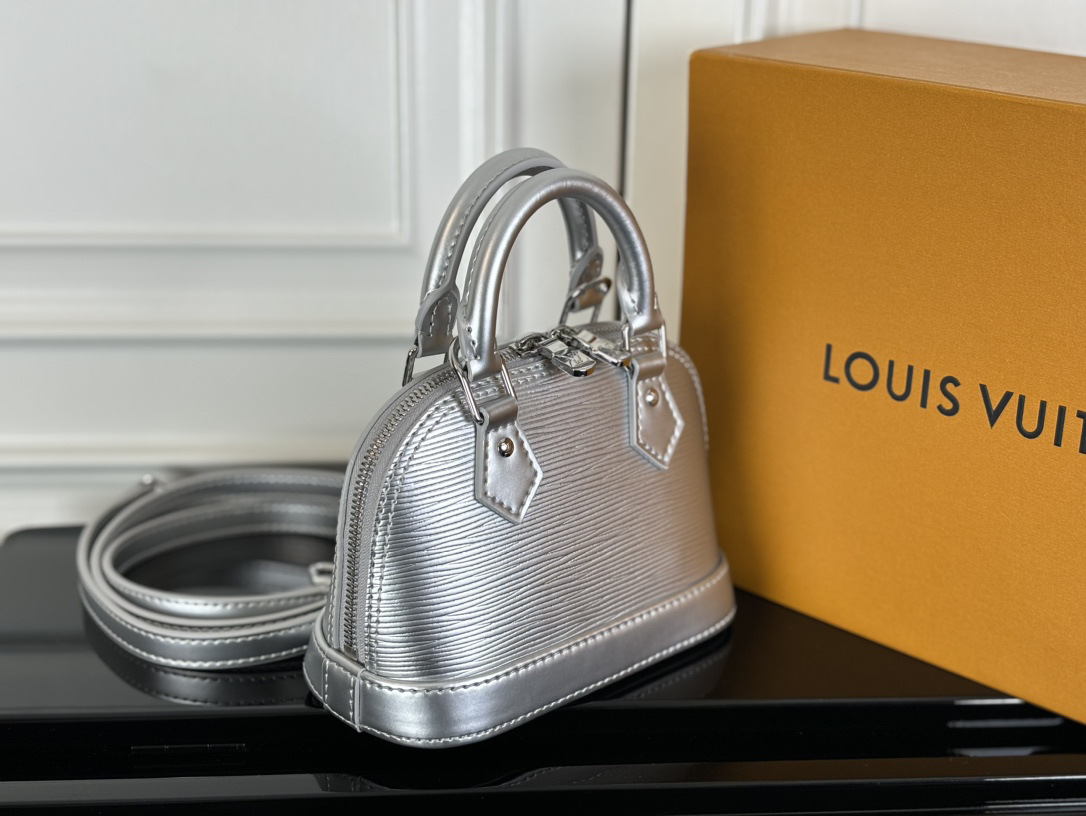 Louis Vuitton Nano Alma Crossbody Bag in Silver Epi Leather - Image 5