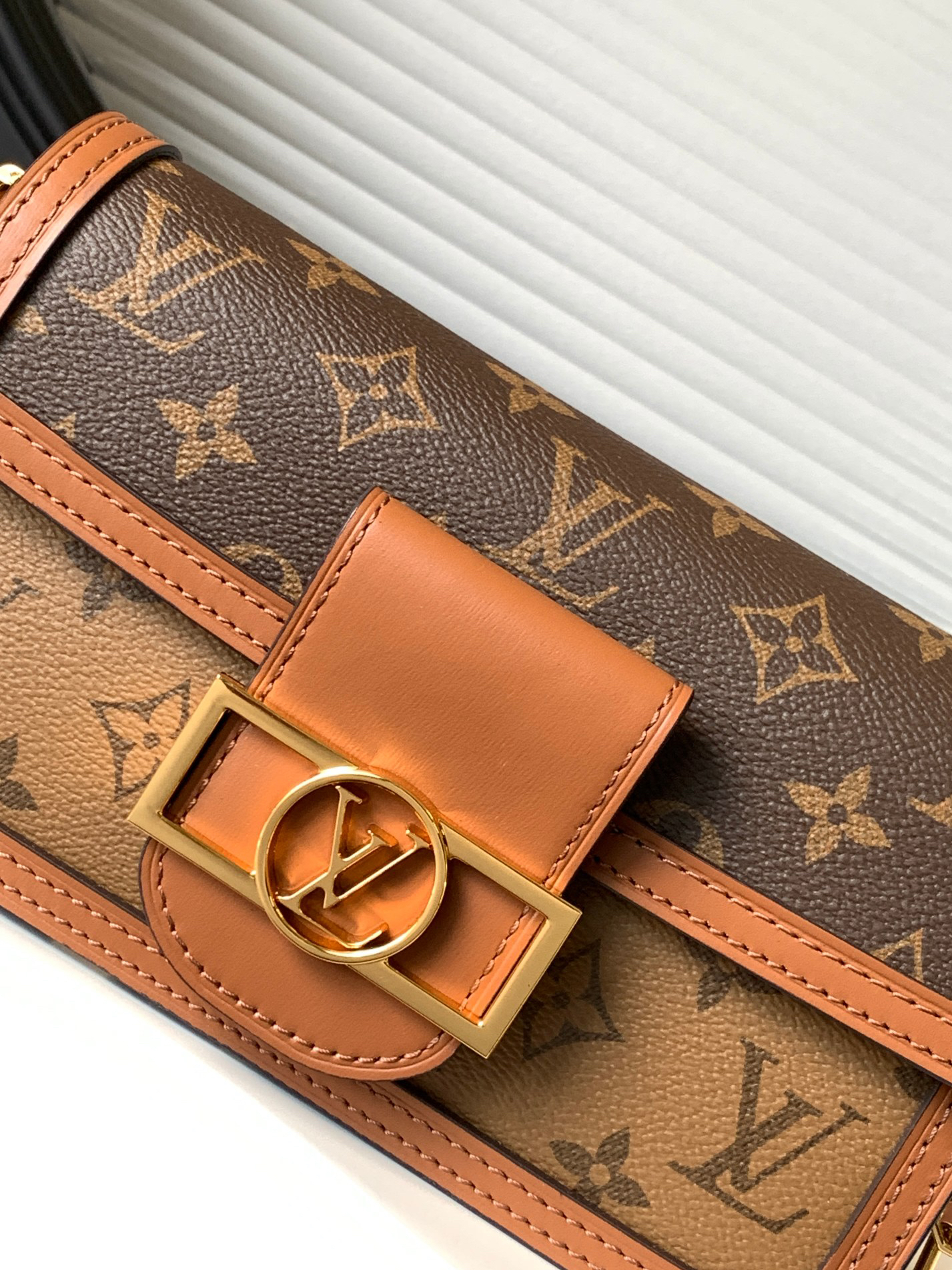 Louis Vuitton Dauphine East West Handbag in Monogram and Monogram Reverse Canvas - Image 5