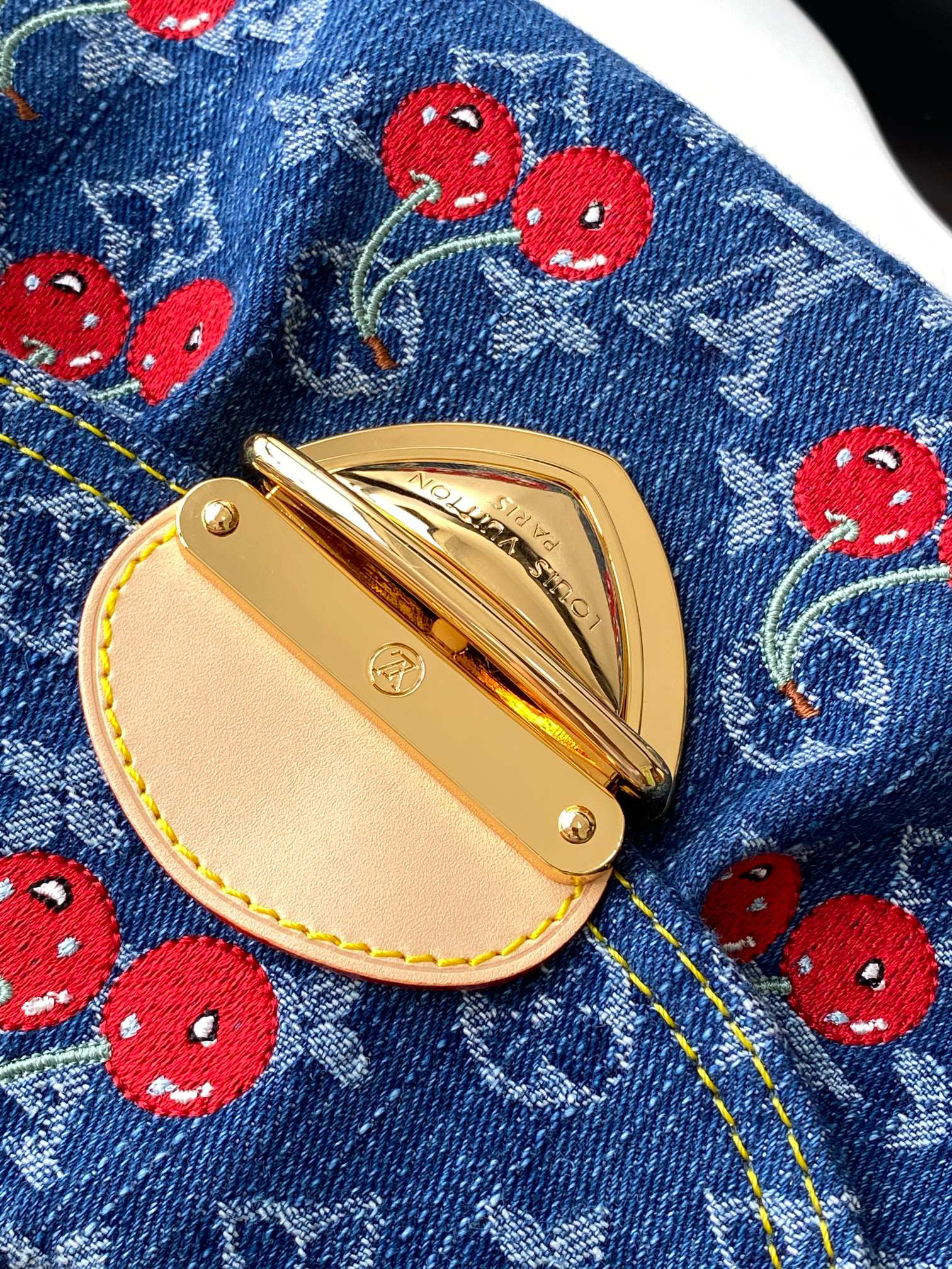 Louis Vuitton Sunset Monogram Denim Cherry Embroidery Crossbody Bag - Image 5