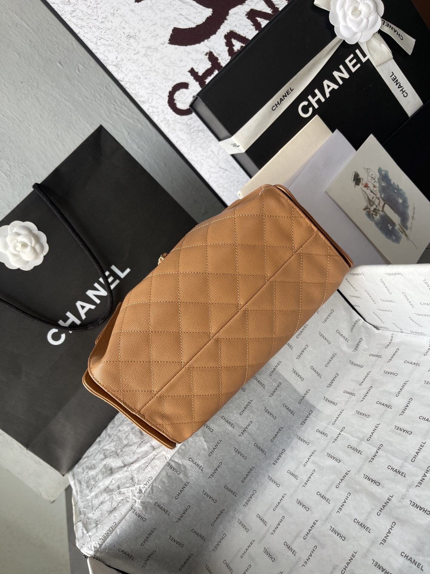 Chanel 25C Small Caviar Leather Hobo Bucket Bag - Image 5