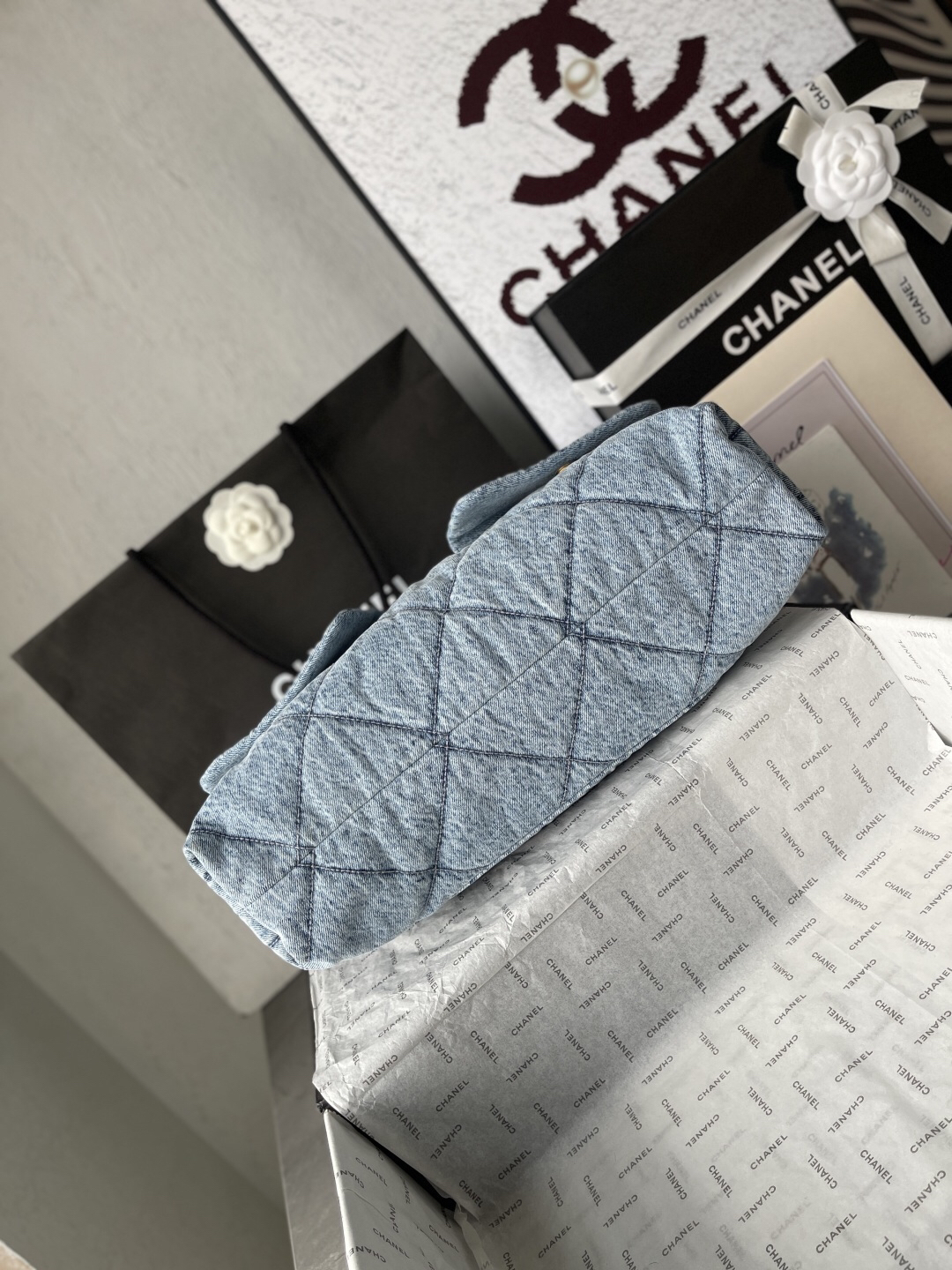 Chanel Denim Shopping Tote Bag - Image 5