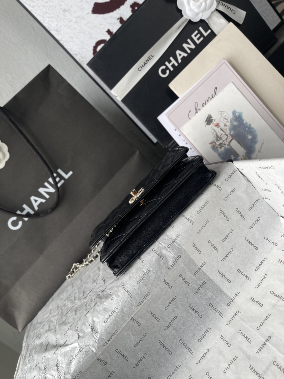 Chanel 25C Lambskin Shoulder Bag with Rhinestone Double-C Clasp - Image 5