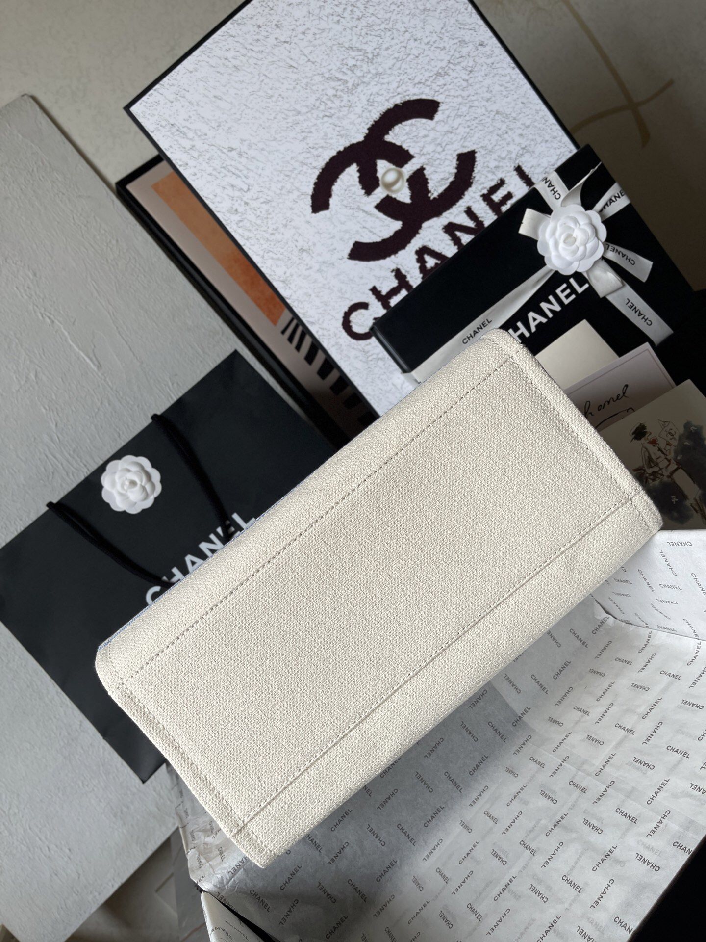 Chanel AS66941 Apricot Yellow Canvas Tote Bag - Image 5