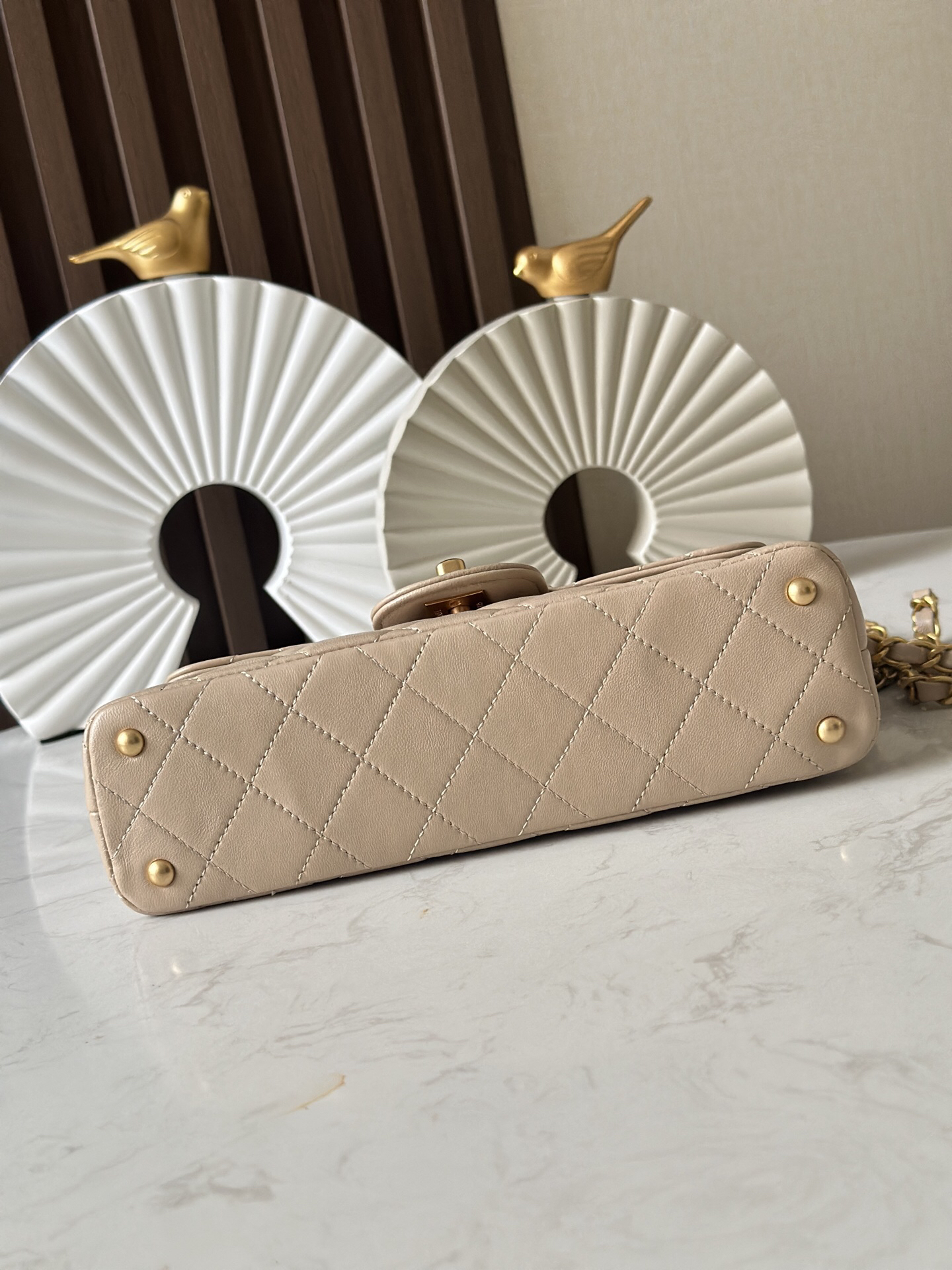 Medium Lambskin Kelly-Style Crossbody Bag - Apricot - Image 5