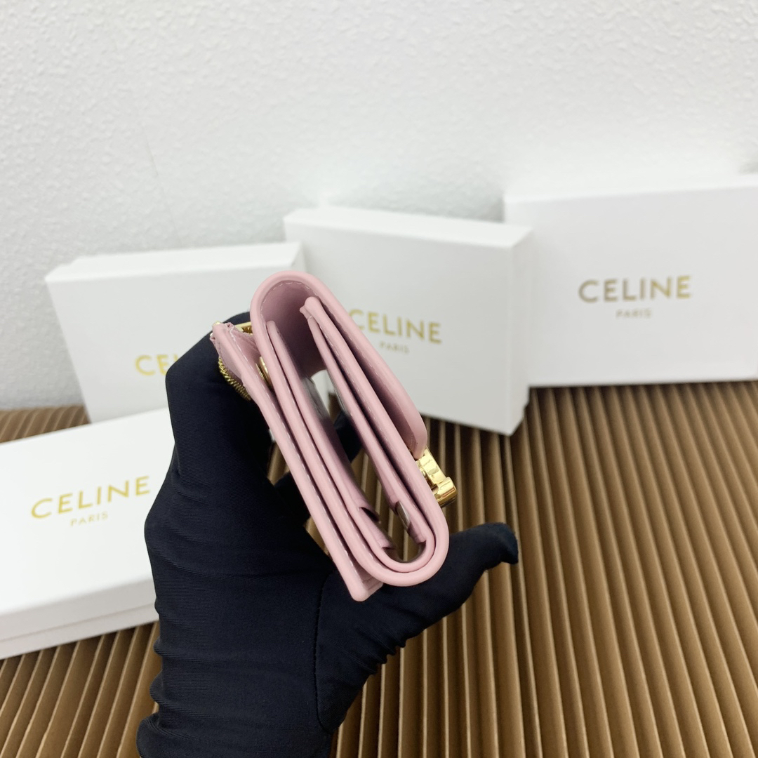 Celine Triomphe Small Glossy Calfskin Wallet with Coin Pocket - Image 5