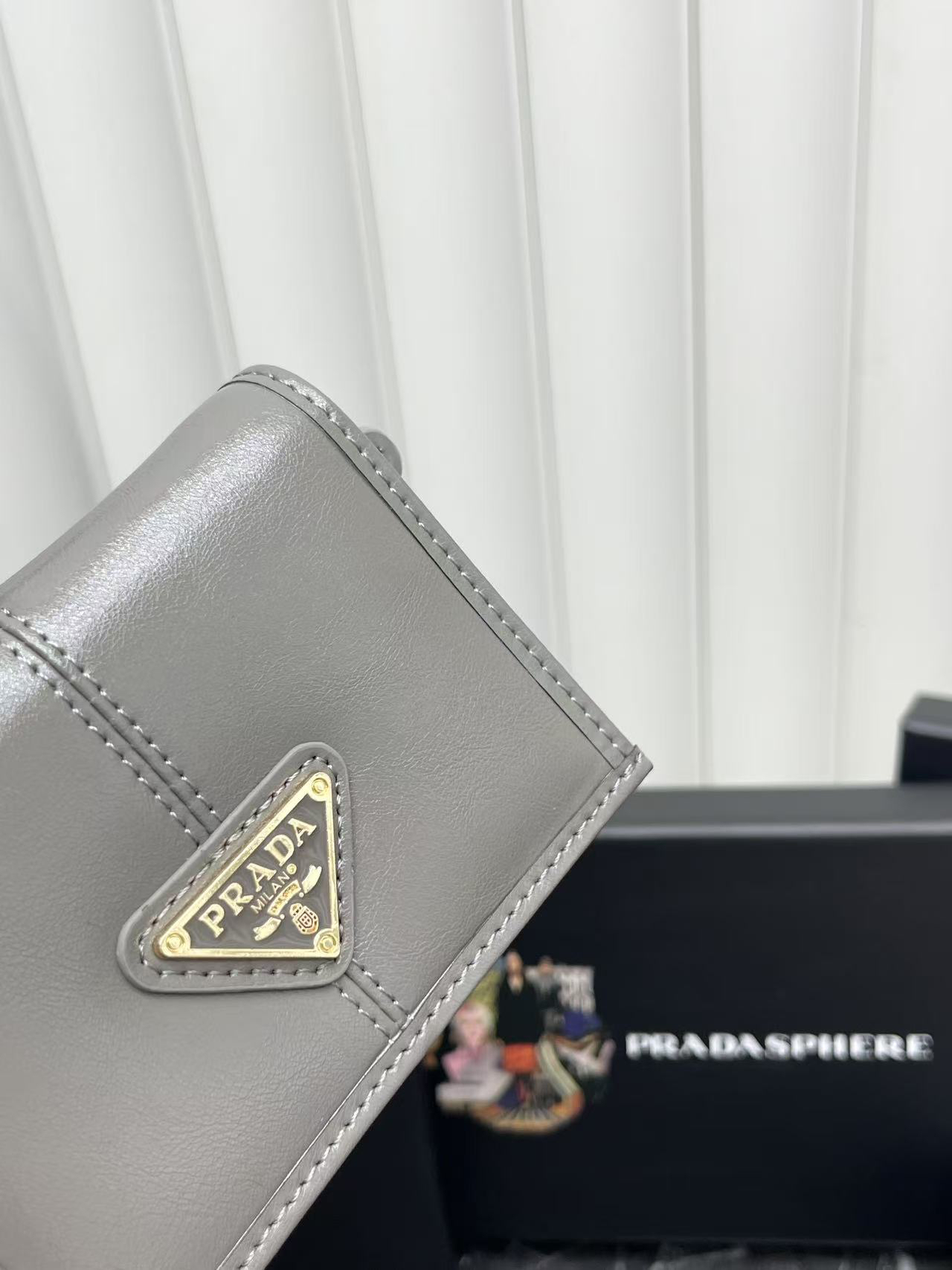 Prada Leather Wallet with Metal Triangle Logo - Image 5