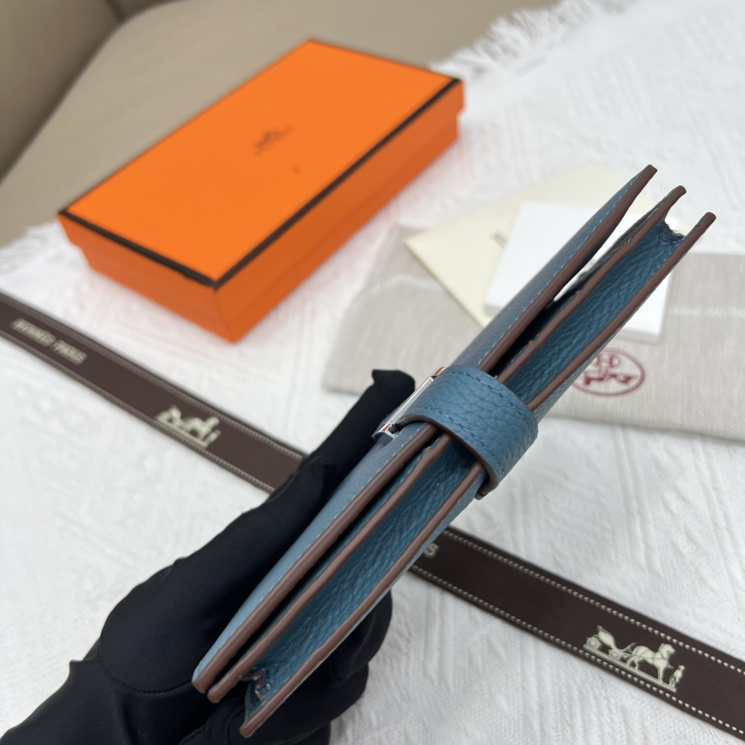 Hermes Long Leather Wallet with Interior Zipper - Image 5