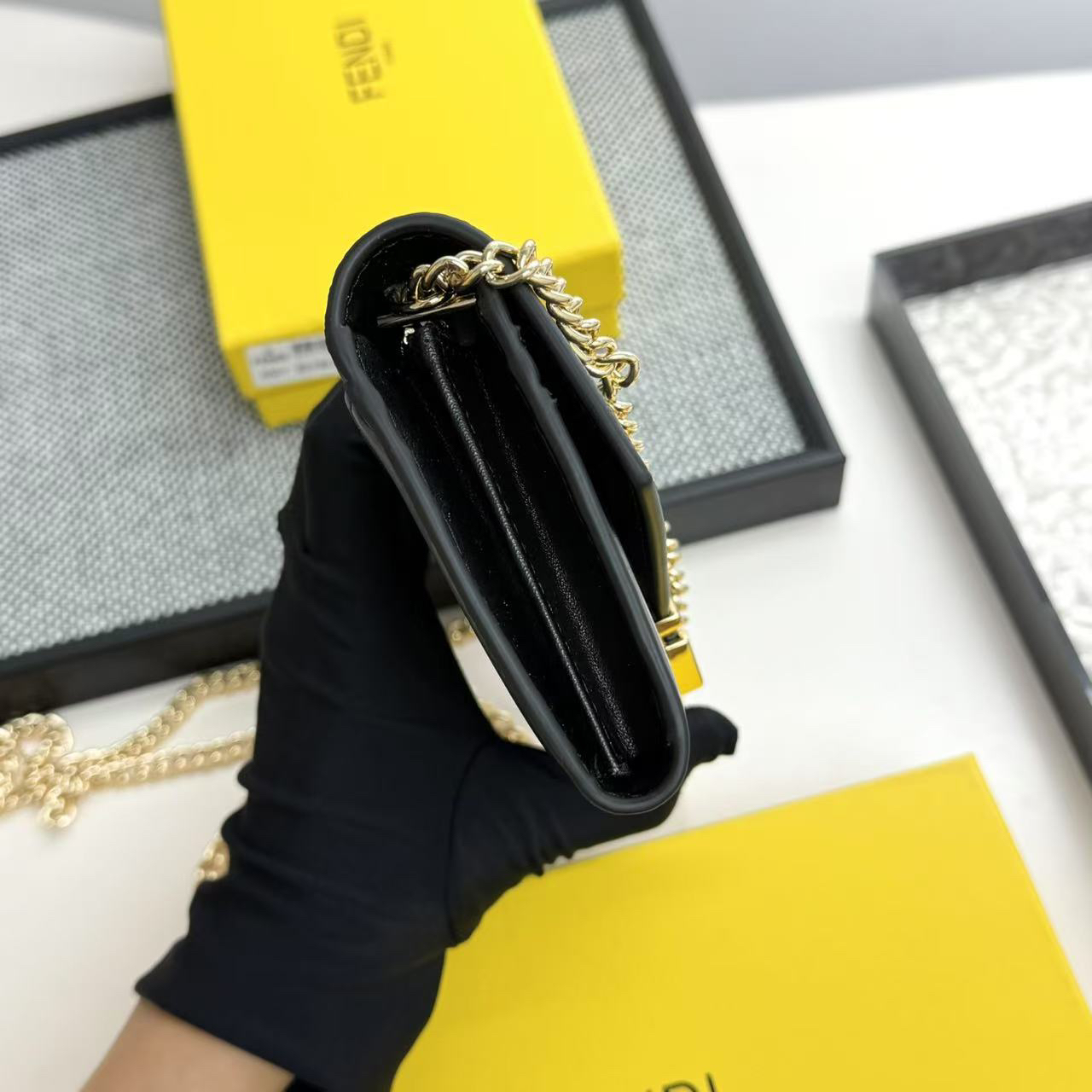 Fendi FF Diamonds Leather Shoulder Crossbody Wallet - Image 5