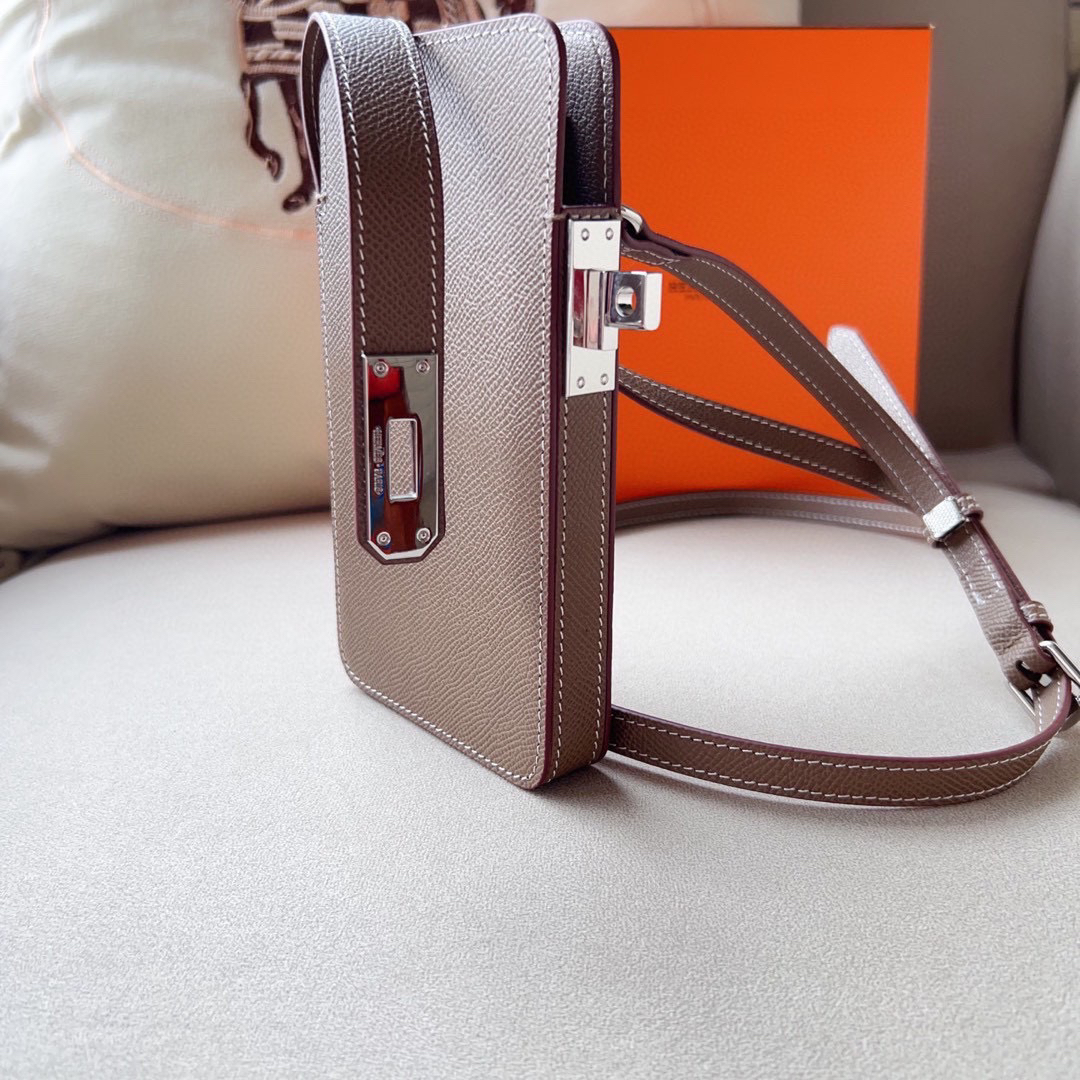 Hermès Hac a Box Tadelakt Calfskin Phone Case with Shoulder Strap - Image 5