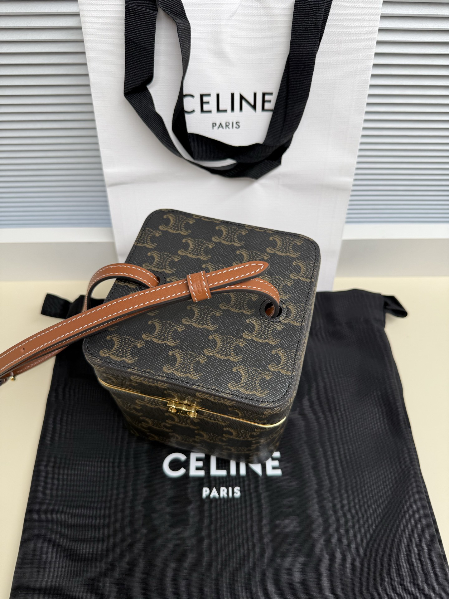 TRIOME FRAME Small Logo-Print Leather Box Handbag - Image 5