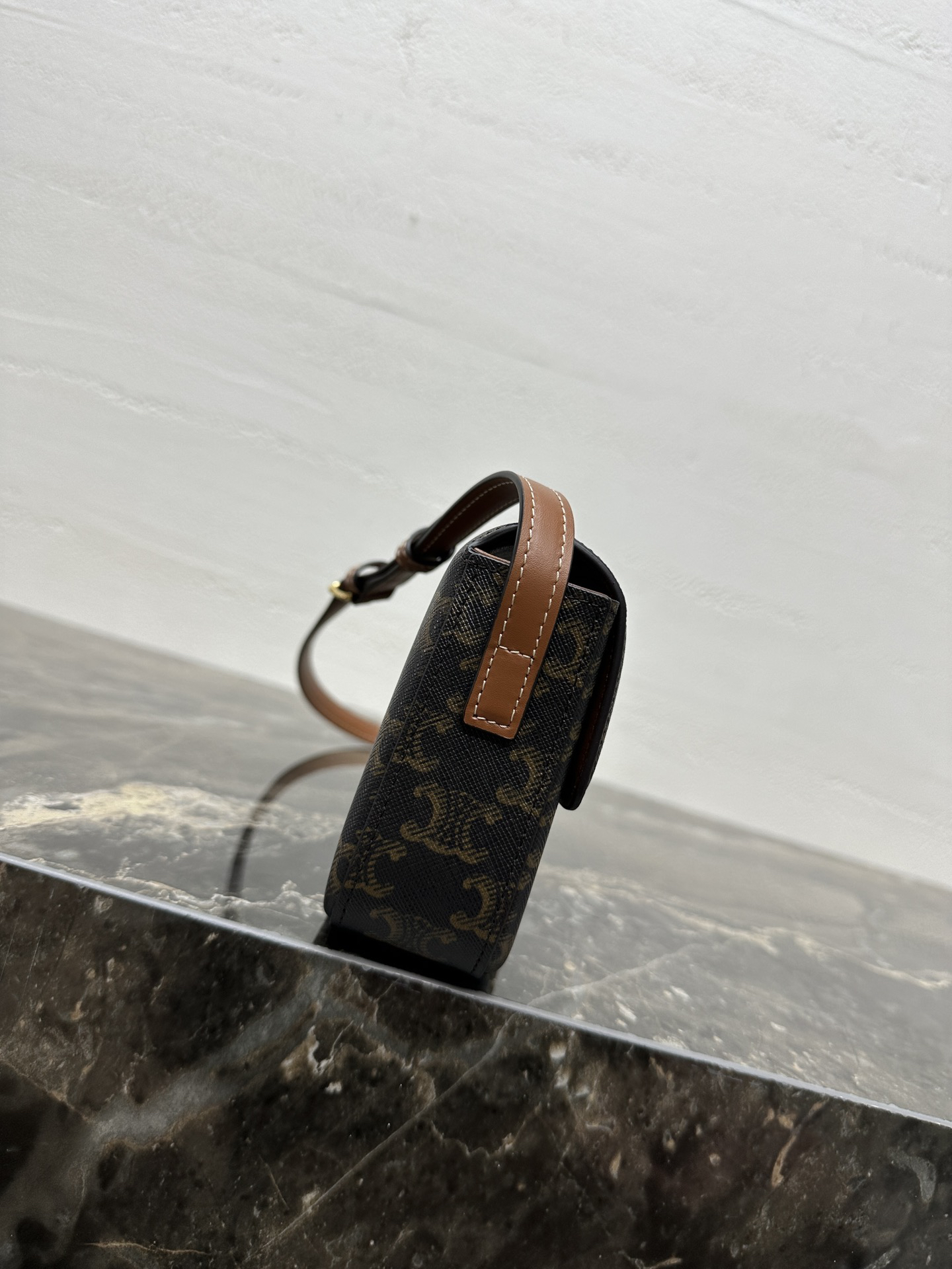 TRIOME Logo-Print Crossbody Bag in C Fabric with Leather Trim - Image 5