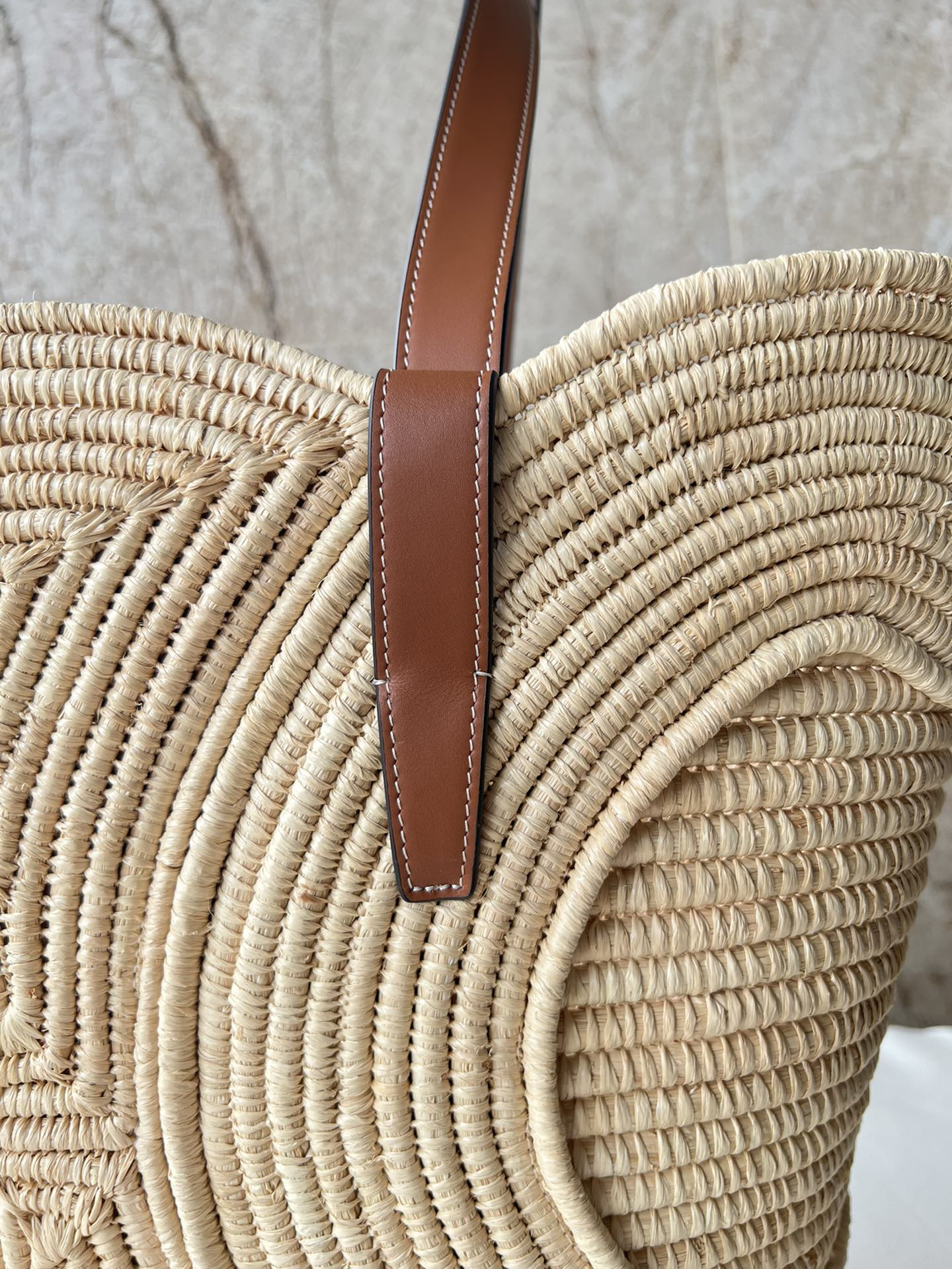 Celine Medium Natural Grass and Cowhide Leather Woven Triome Classic Tote Bag - Image 5