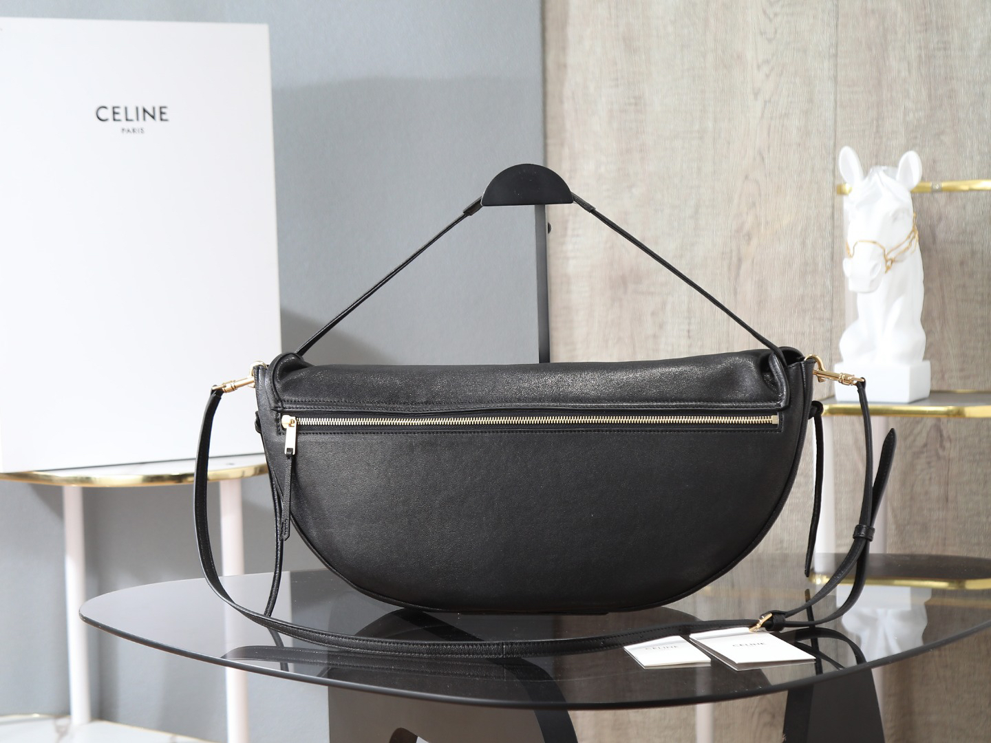 CELINE Soft Triome Half-Moon Shoulder Bag - Image 5