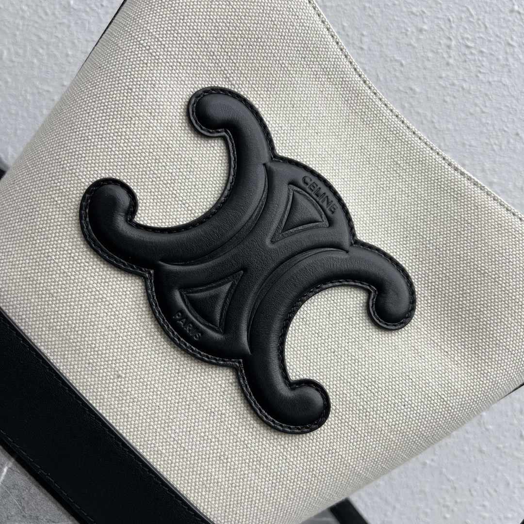 CELINE 2022 Spring/Summer CUIR Bucket Bag in Black Linen - Image 6
