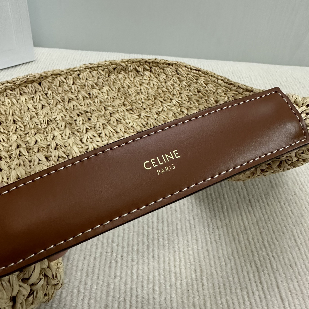 Celine Classic Nier Handwoven Plant Fiber and Leather Hobo Bag - Image 6