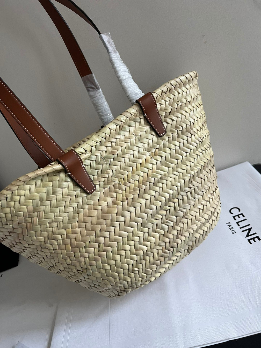 Celine Triomphe Raffia Basket Tote Bag - Image 6