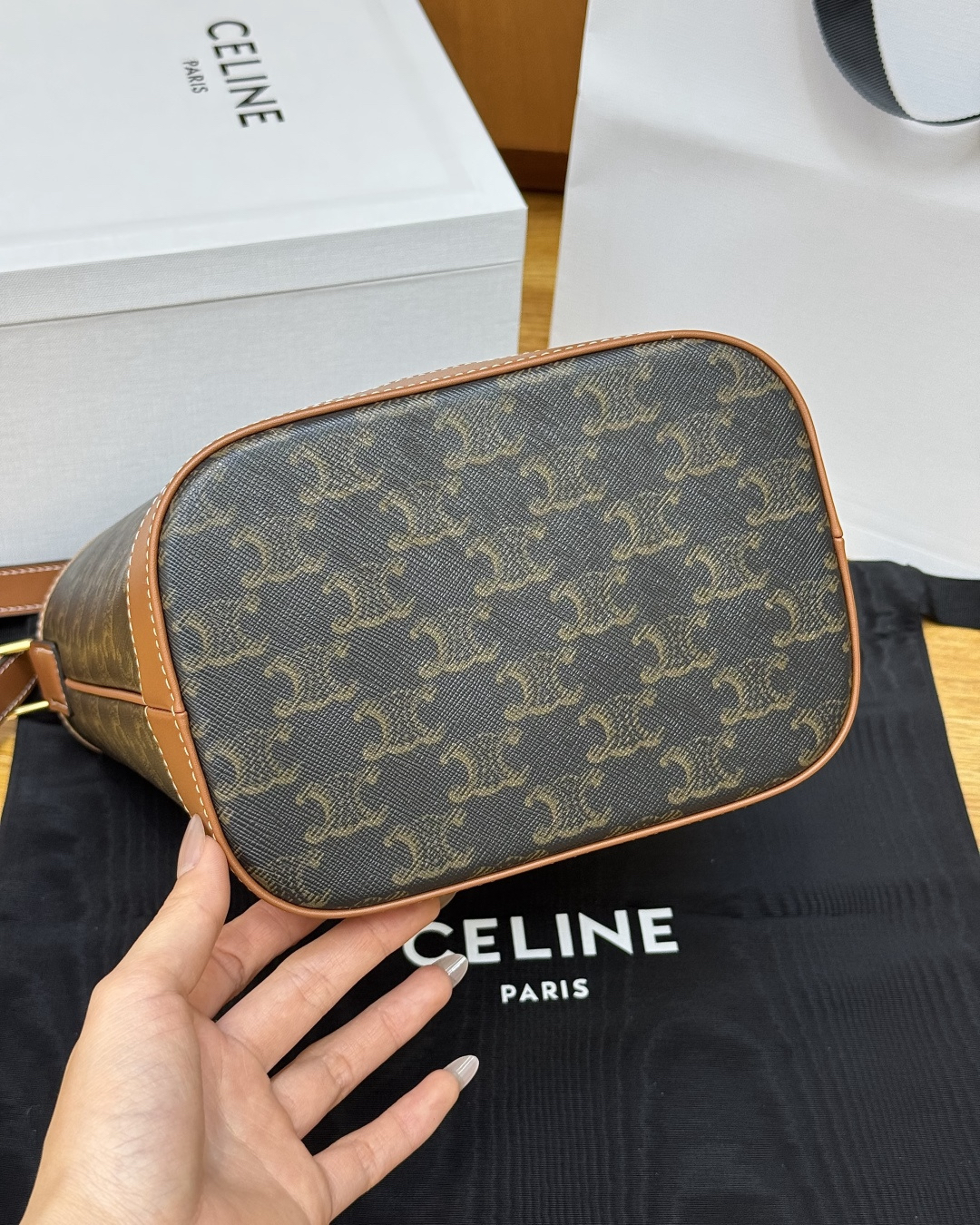 CELINE Triomphe Classic Monogram Bucket Crossbody Bag - Image 6