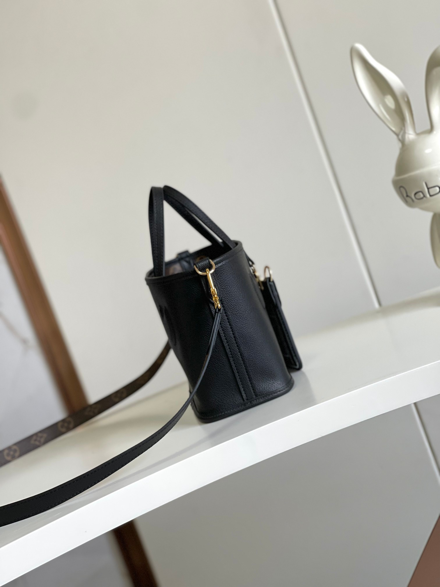 Louis Vuitton Neverfull BB Handbag in Damier Azur Canvas, Black, M12099 - Image 6