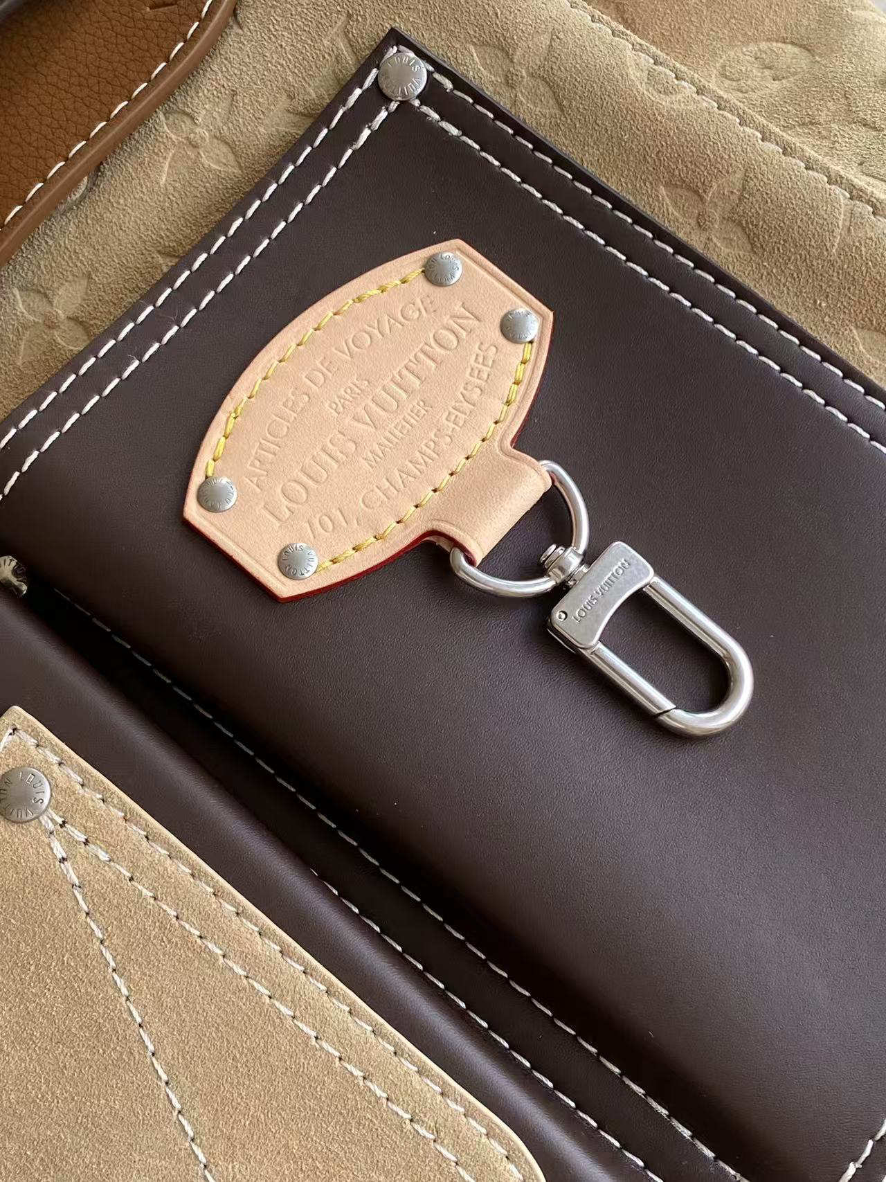 Louis Vuitton Steamer 40 Handbag, Apricot Colorblock - Image 6