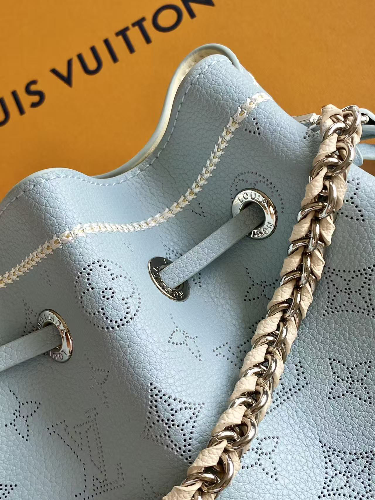 Monogram Perforated Leather Bucket Bag - Image 6