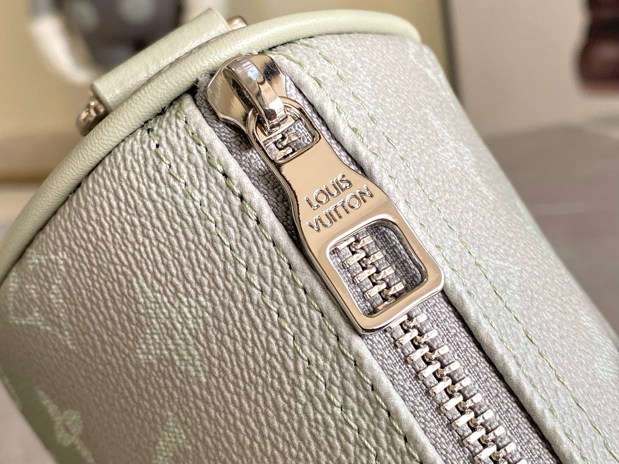 Louis Vuitton Keepall 25 Pillow Bag in Gradient Gray Green Monogram Eclipse Reverse Canvas - Image 6