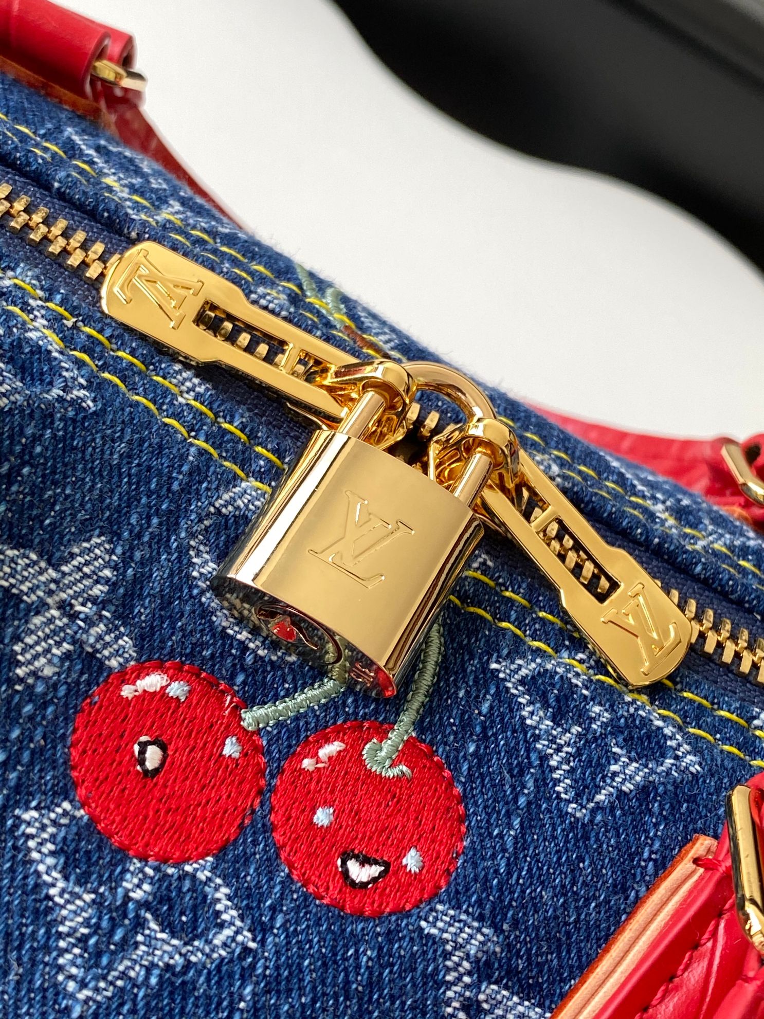 Louis Vuitton Speedy Soft 30 Cherry Monogram Denim Handbag - Image 6