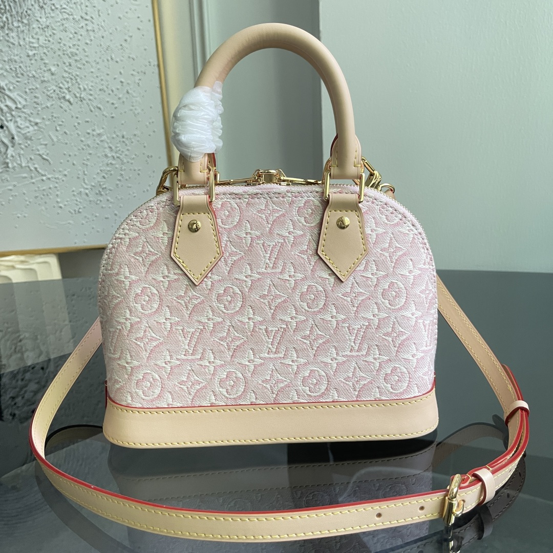 Louis Vuitton Alma BB Handbag in Pink Jacquard Denim - Image 6