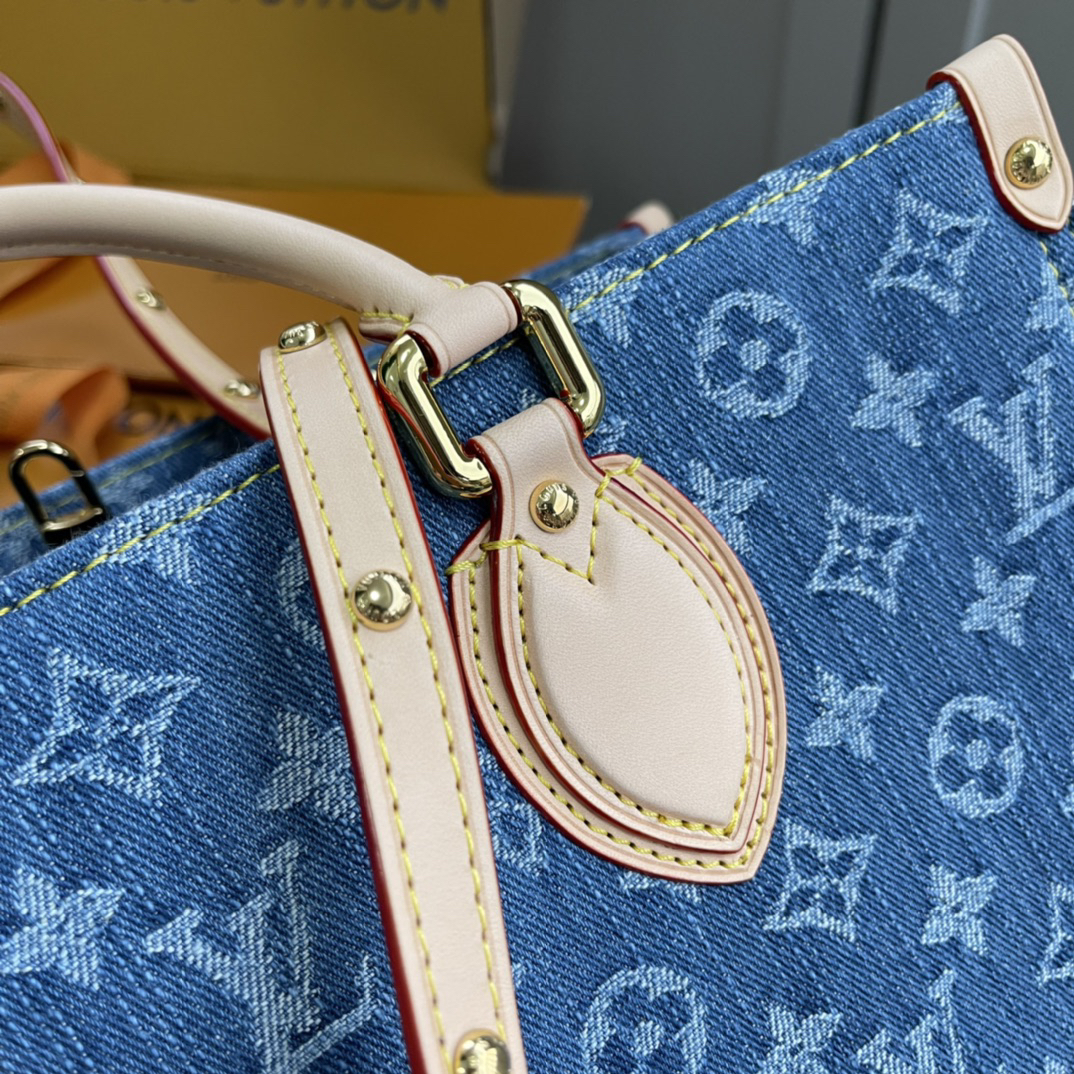 Louis Vuitton Onthego MM Monogram Denim Tote Bag - Image 6