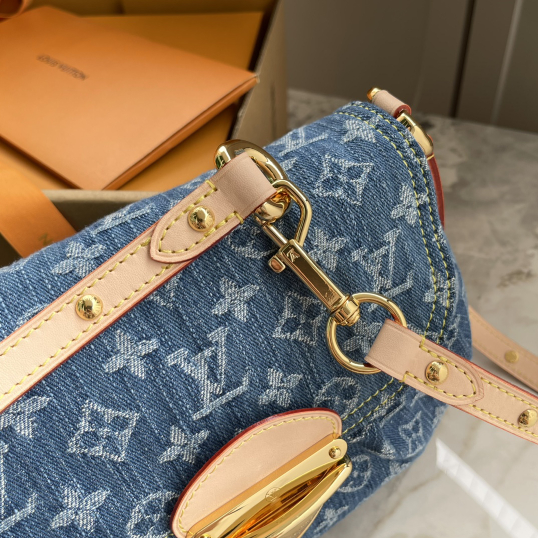 Saint Laurent Sunset Monogram Denim Crossbody Bag - Image 6
